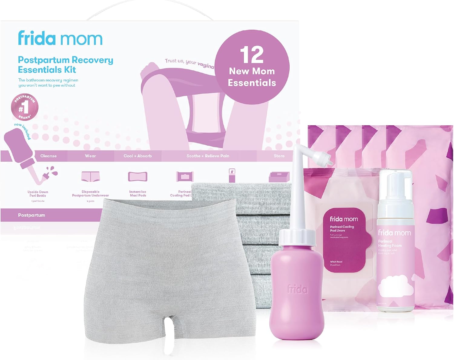 Frida 12pc Postpartum Essentials Kit, Hospital Bag Basics for New Mom