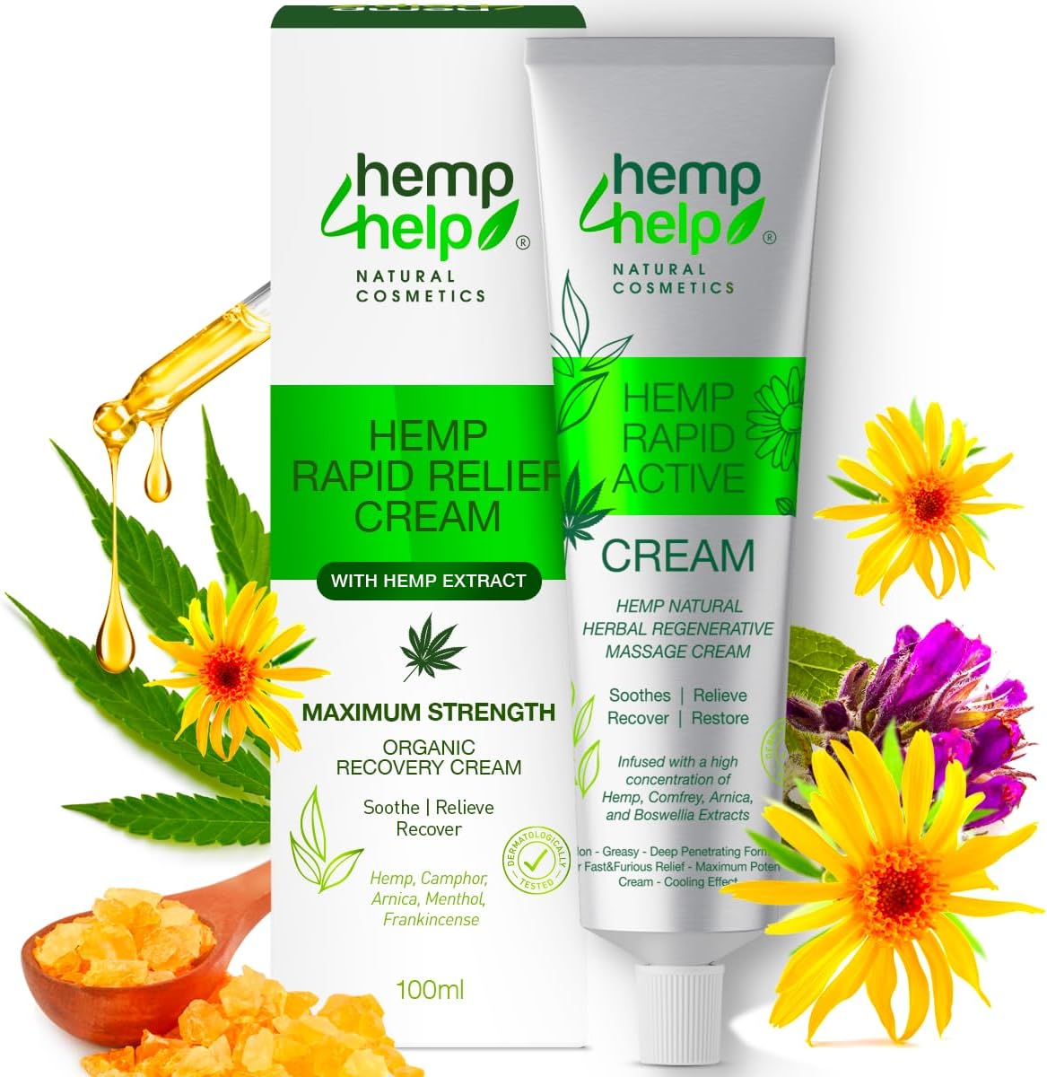 Extremly Strong Hemp Cream with Arnica - Deep Penetration Formula | Recommended by Doctors & 𝗣𝗮𝗶𝗻 Relief Association | Used by Olympic Teams | Natural Relief for Back, Neck, Joint & Muscle