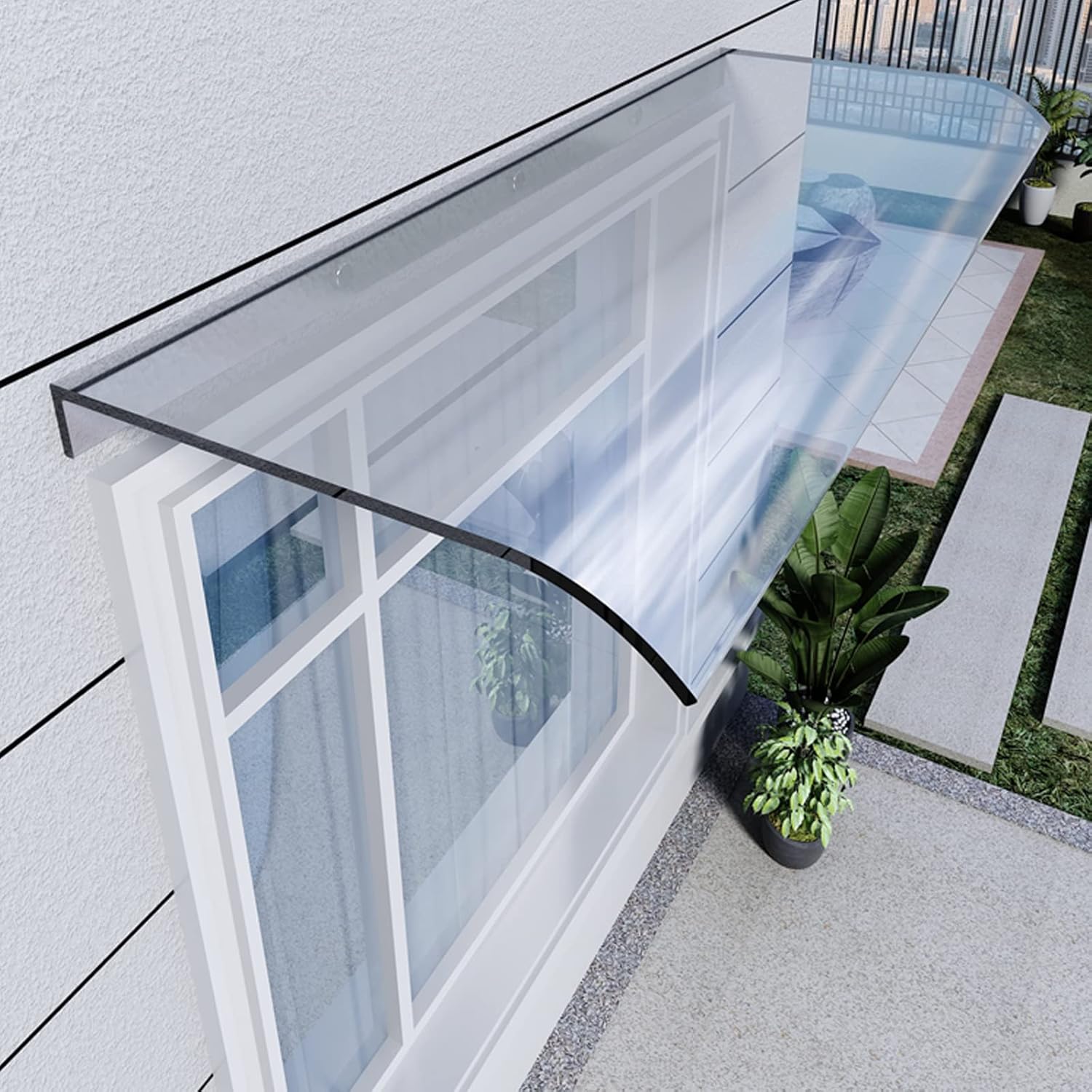 Outdoor Porch Overhead Canopy,Modern Door Canopy Transparent,UV Rain Snow Canopy ProtectionAwning Protecting Roof Patio,for Back Door,Porch,Window (40x100cm/16 x39)