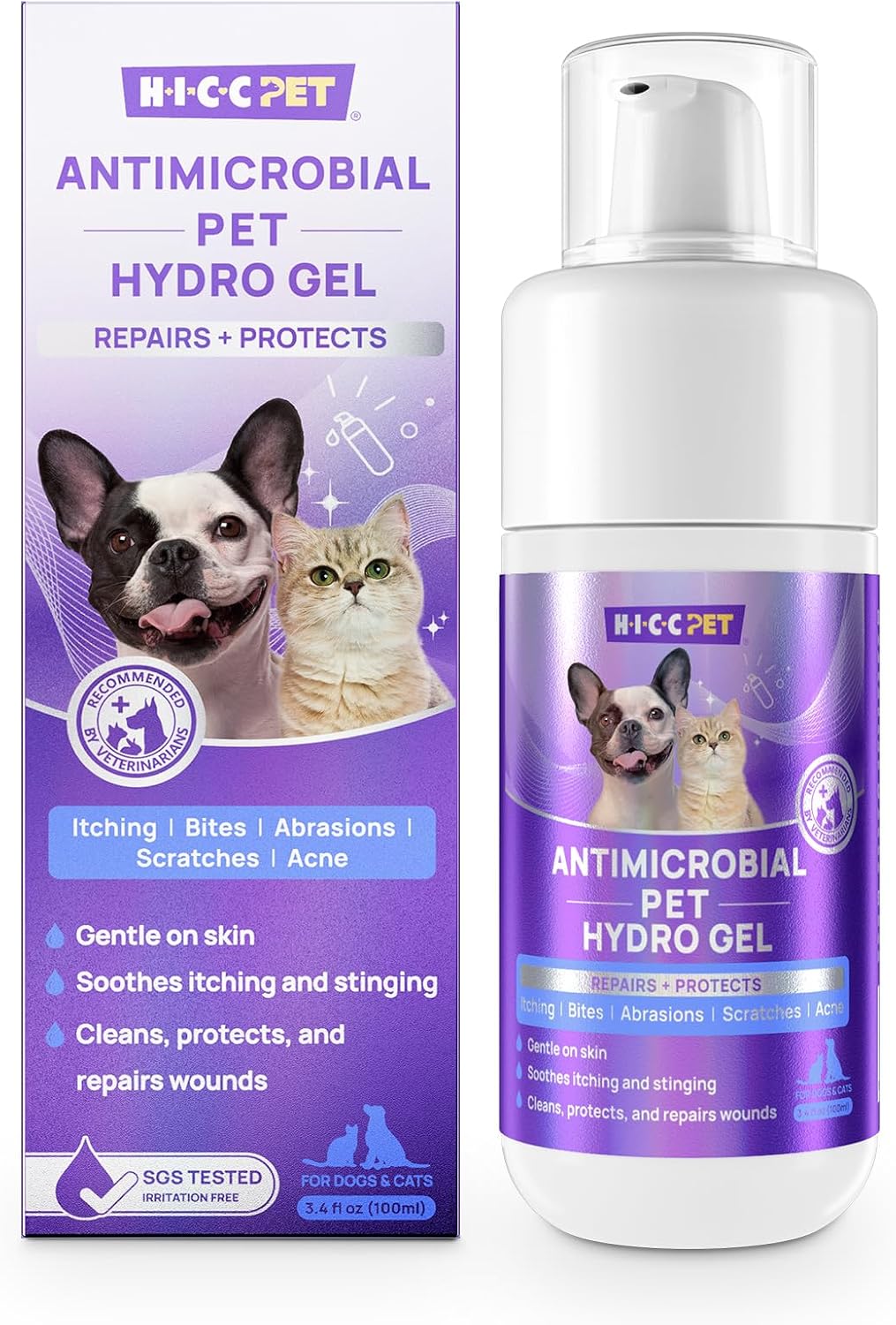 HICC PET Dog Skin Care Hydro Gel – For Itchy Paws, Legs & Body, Supports Comfort After Walks, Playtime & Minor Irritations, Alcohol-Free, Gentle Formula, 100ml