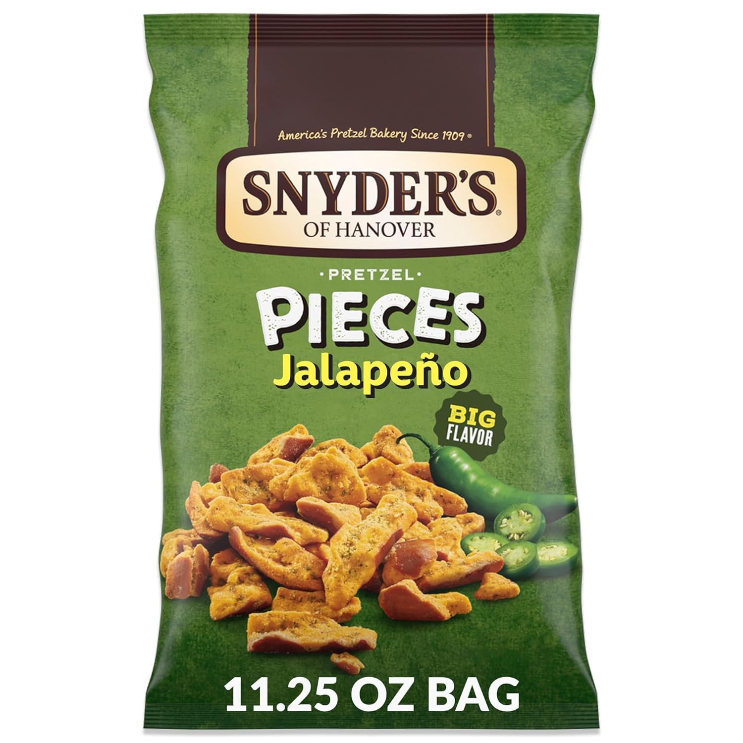 Snyder's of Hanover, Pretzel Pieces, Jalapeno, 11.25 ounce Bag (Pack of 3)