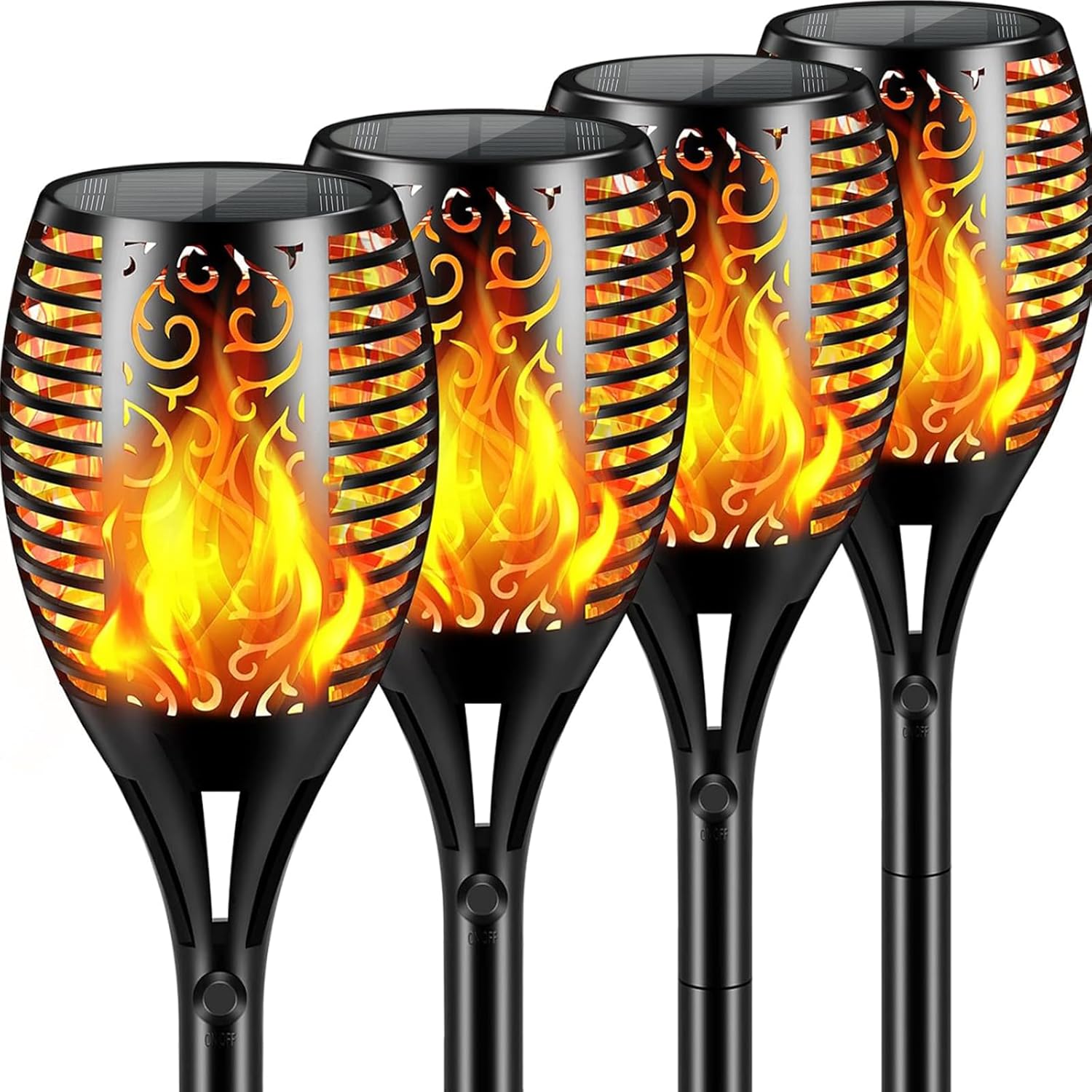 Solar Lights Outdoor 99 LED Higher & Larger Flickering Flame Solar Torch Lights 43" Waterproof Outdoor Lighting Solar Powered Pathway Lights Christmas Decorations for Garden Patio Yard, 4Pack