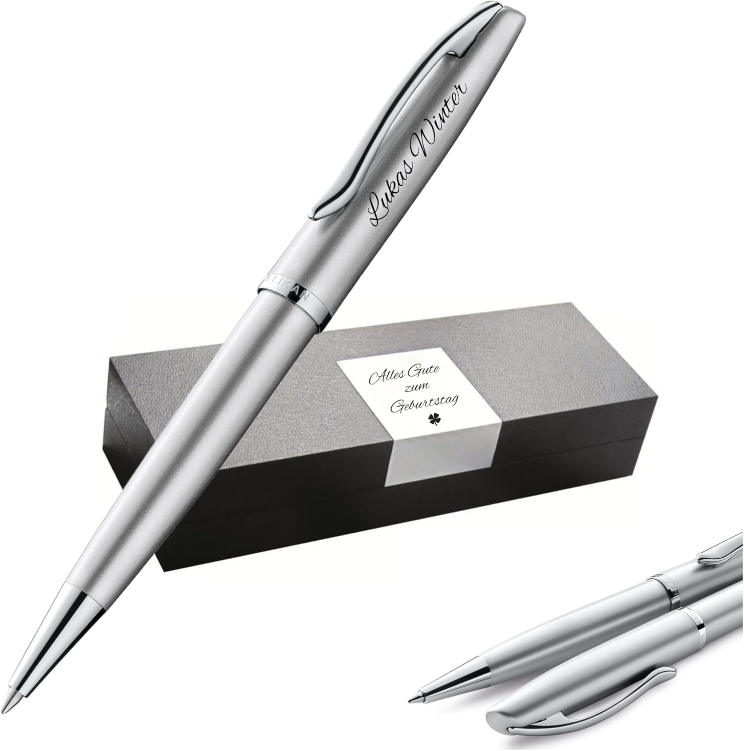 Pelikan Jazz Noble Elegance K36 Ballpoint Pen with Engraving Gift - Unique Pens with Name - Personalised Gifts - Ballpoint Pen Personalised (Silver)