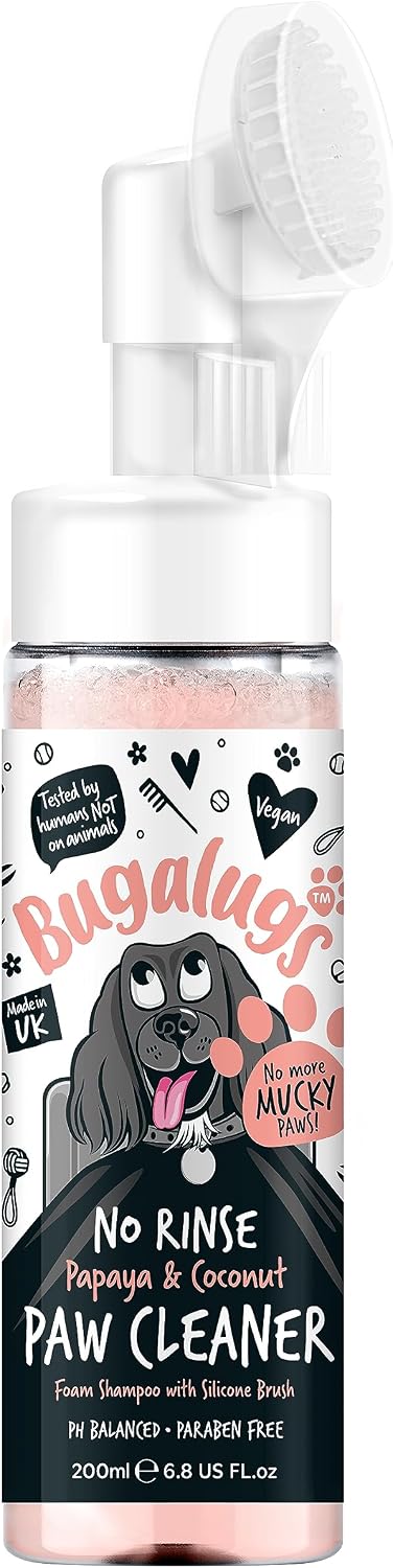 Dog Paw Cleaner No Rinse Foam Cat & Dog shampoo with Silicone Brush Head, waterless grooming products. Travel friendly paw cleaner for dogs defeat muddy paws on The go (Papaya & Coconut)
