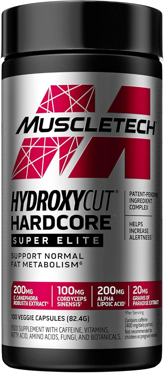 MuscleTech Hydroxycut Hardcore Super Elite, Weightloss, Slimming Pills, Immune System Vitamins - B12 & B6, Increase Alertness & Performance, Support Fat Metabolism, 100 Count