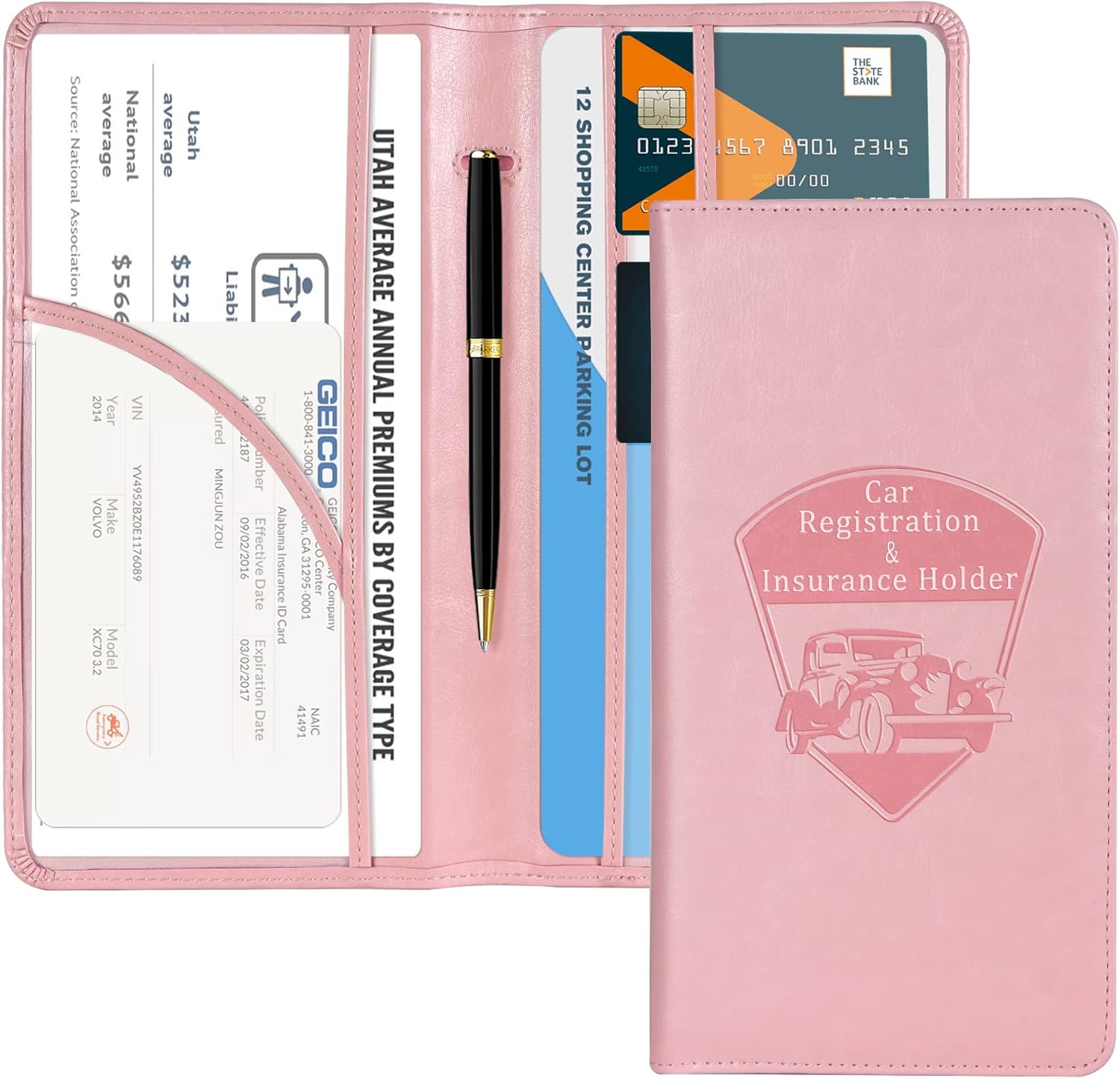 CoBak Car Registration and Insurance Holder - Vehicle Glove Box Car Organizer,Auto Truck Comparment Accessories Case with Magnetic Closure for Essential Document,Driver License,Cards