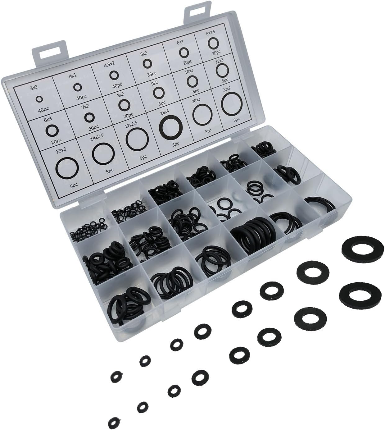 1 Pack 300 Pcs Car Sealing O-Ring, Auto O-Ring Assortment Kit Set,18 Sizes of Dustproof Oil-Proof Ring Accessory, Universal for Car, Suvs, Truck