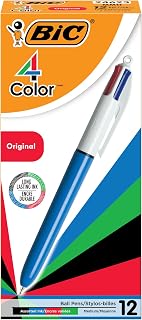 BIC 4-Color Original Retractable Ball Pens, Medium Point (1.0mm), 12-Count Pack, Retractable Ball Pen With Long-Lasting Ink