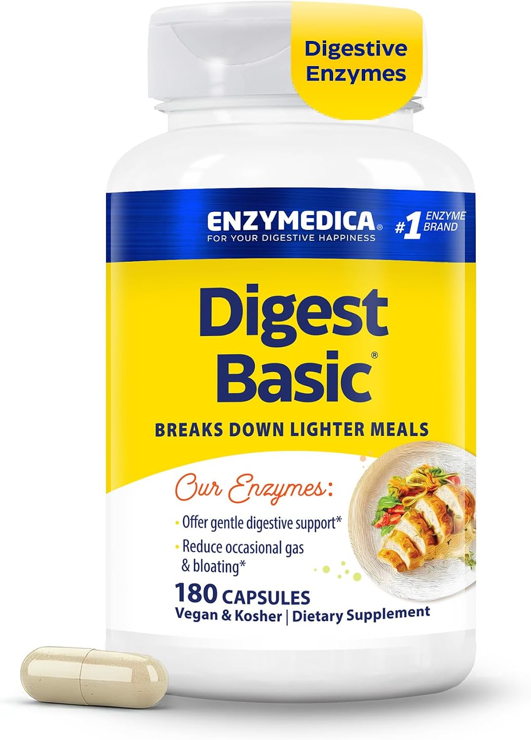 Enzymedica Digest Basic - Helps Gas & Bloating - 180 Caps