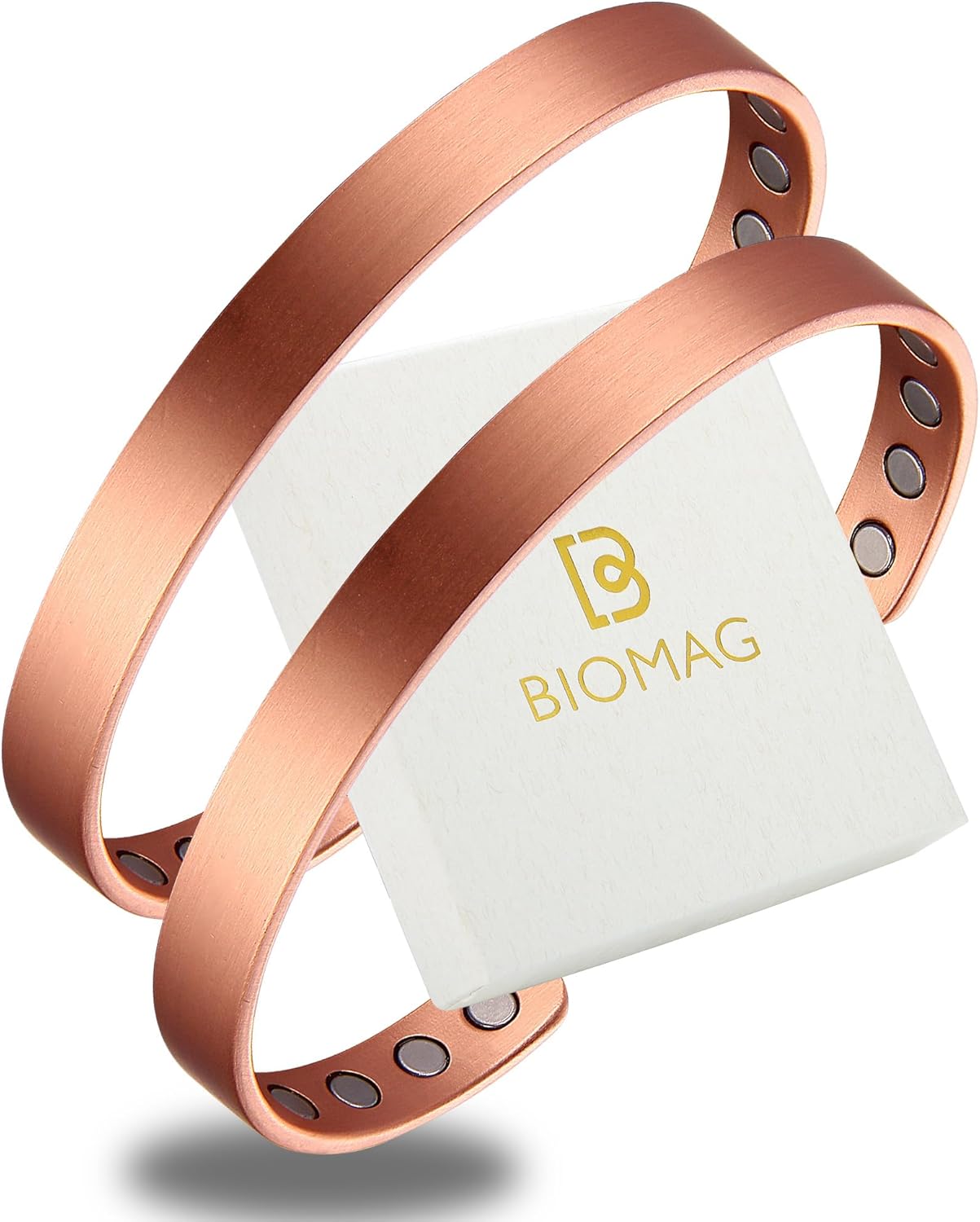BioMag 2Pcs 99.9% Copper Bracelet for Women, Adjustable Magnetic Bracelets Copper Bangle Cuff with 3500 Gauss Magnets, Jewelry Gift