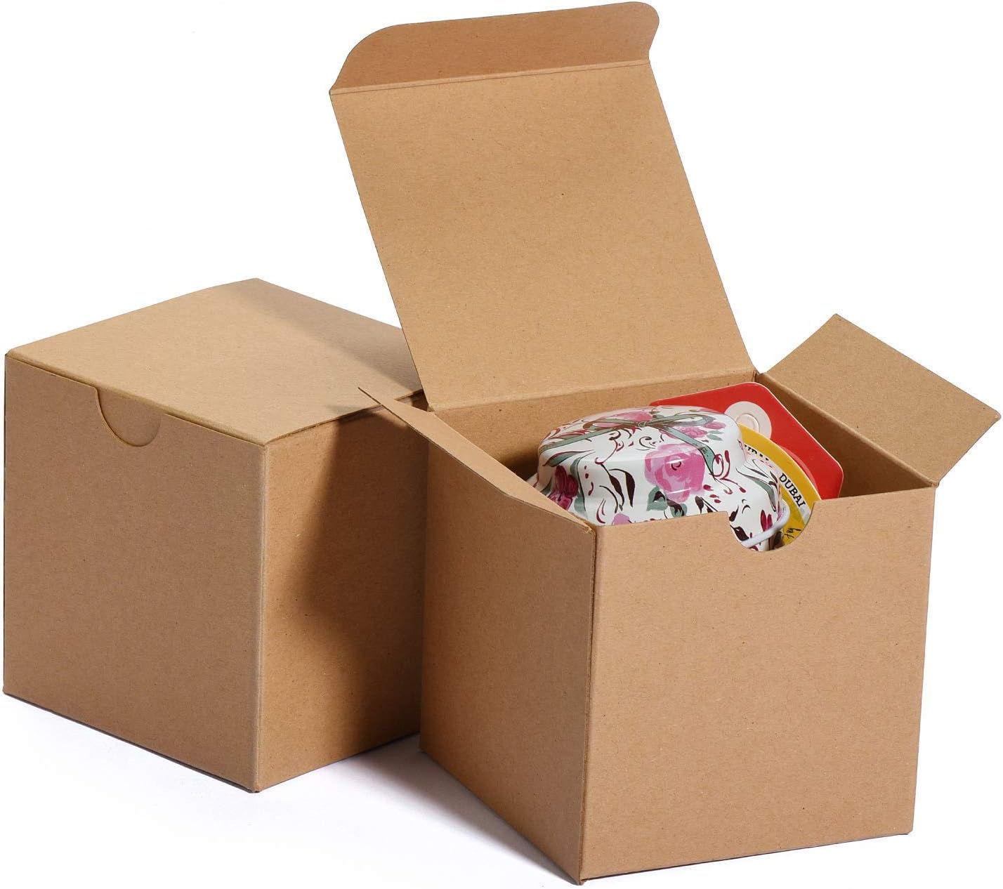 HOUSE DAY 50pcs Kraft Paper Gift Boxes with Lids for Gifts, Crafts, Gift Box, Gift Box for Groomsmen and Bridesmaid 7.5x7.5x7.5cm (Brown)