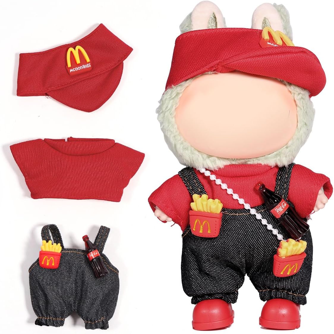 AICase for Lububu Clothes/for Lububu Outfits,Clothes Set for Lububu 17cm Doll,3 Piece Set Hat Clothing for la-bubu, Boys and Girls Stylish Adorable Dolls Clothes Accessories (No Doll)_01