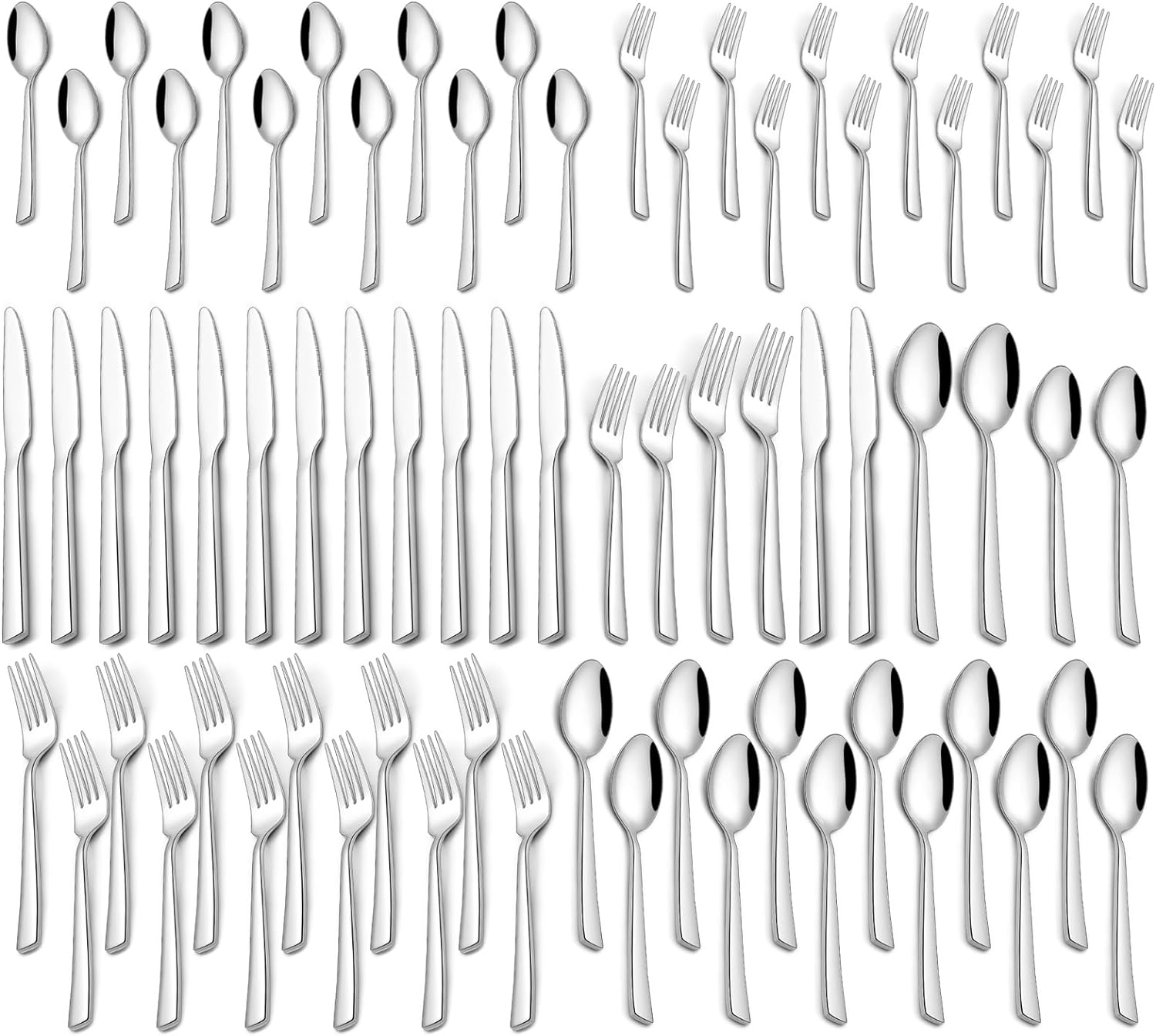 60 Piece Silverware Set For 12, Stainless Steel Flatware/Tableware Set Include Spoons/Forks/Knives, Yoehka Mirror Polished Cutlery Set For Home Kitchen Restaurant Hotel, Durable,Dishwasher Safe