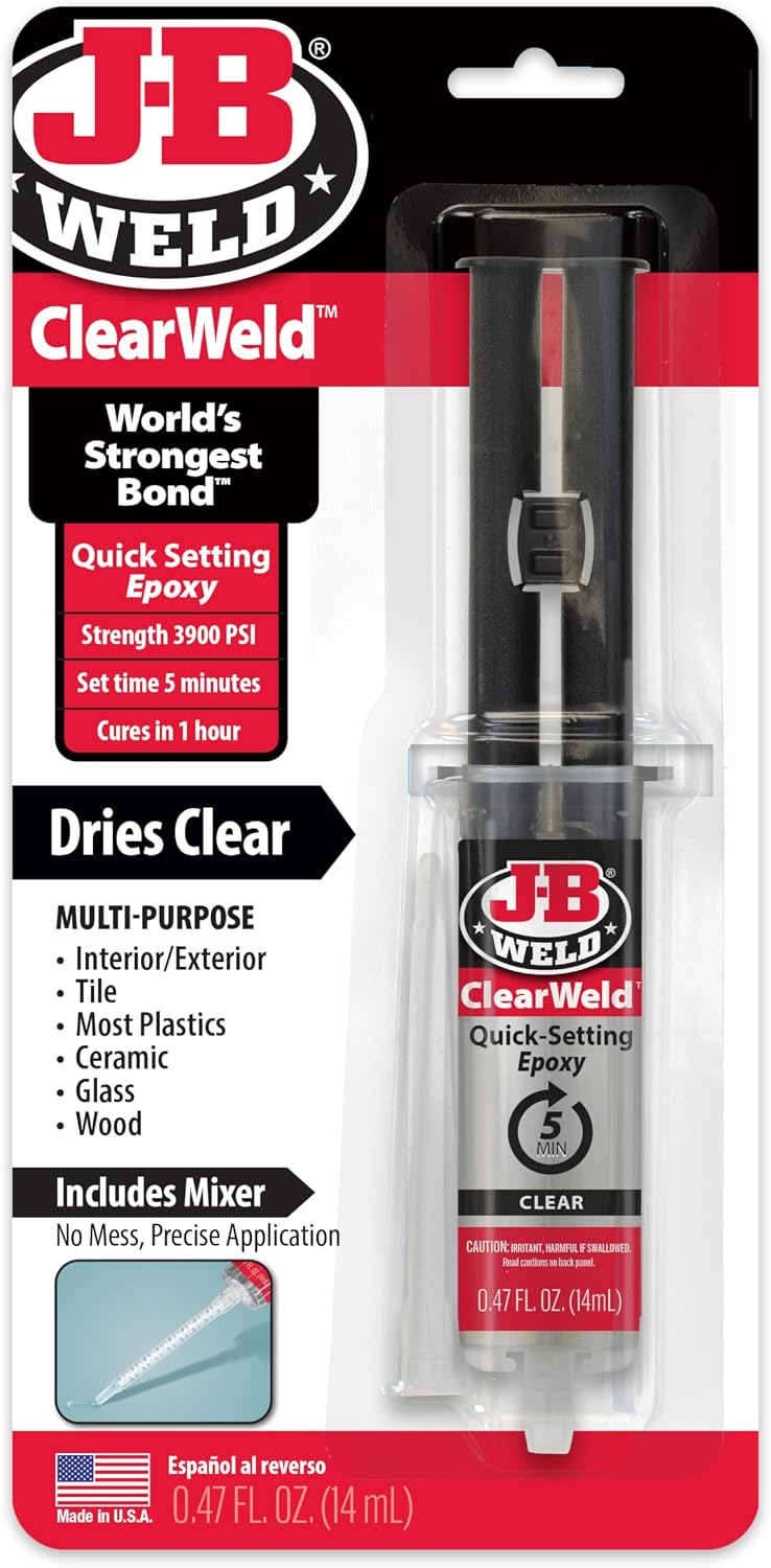 J-B Weld ClearWeld 5 Minute Epoxy, Clear, 14ml w/Static Mixer, (50114H)