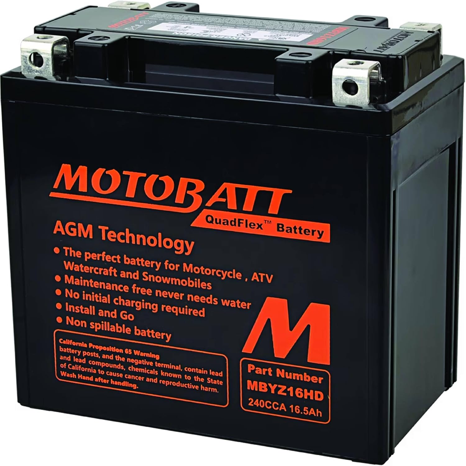 Motobatt MBYZ16HD AGM Quadflex Battery