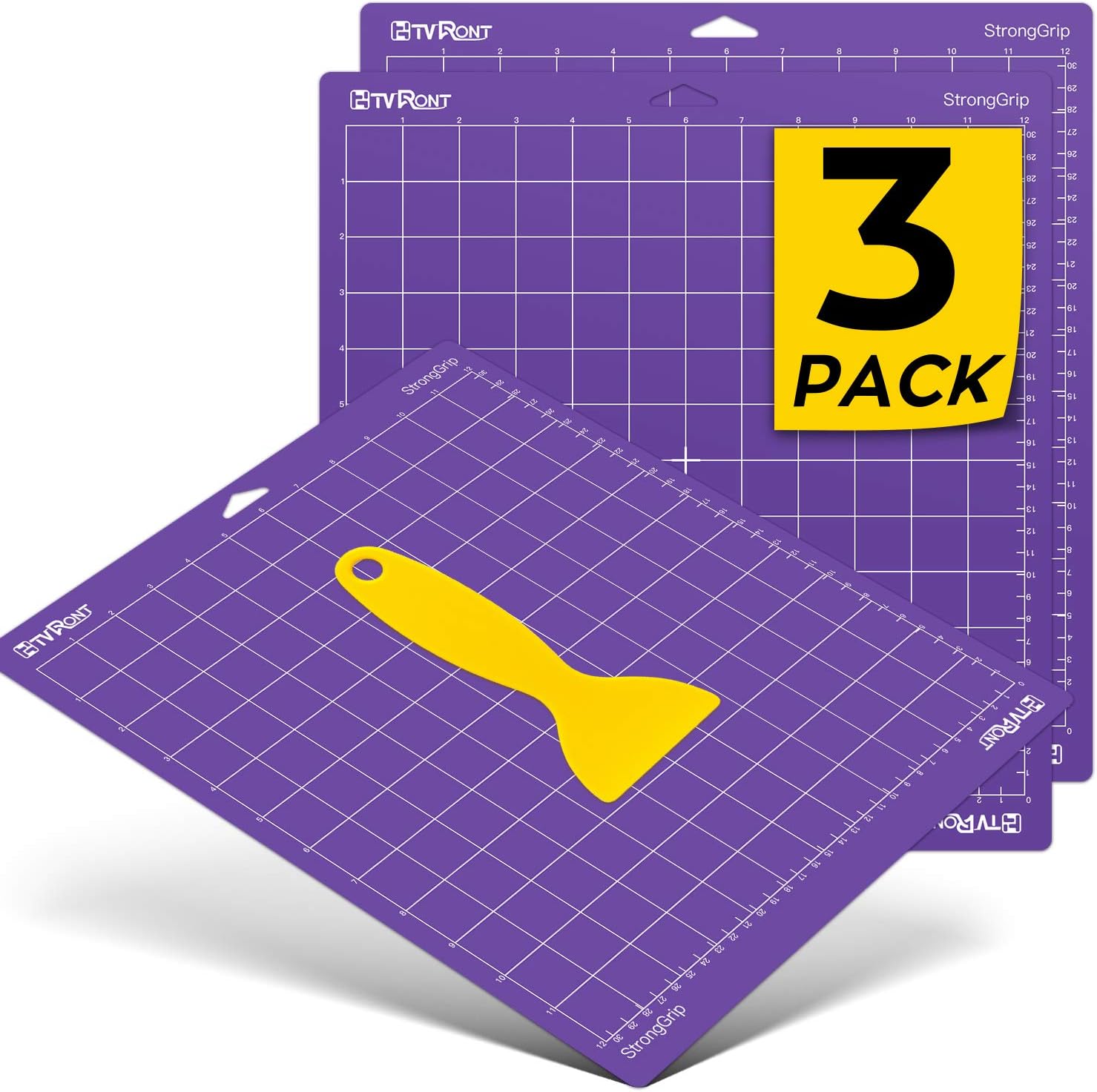 HTVRONT Strong Grip Cutting Mat, 3 Pack Cutting Mat 12x12 Compatible with Cricut Maker 3/Maker 4/Maker/Explore 3/4/Air 2/One, Strong Adhesive Sticky Quilting Cutting Mats Replacement Accessories