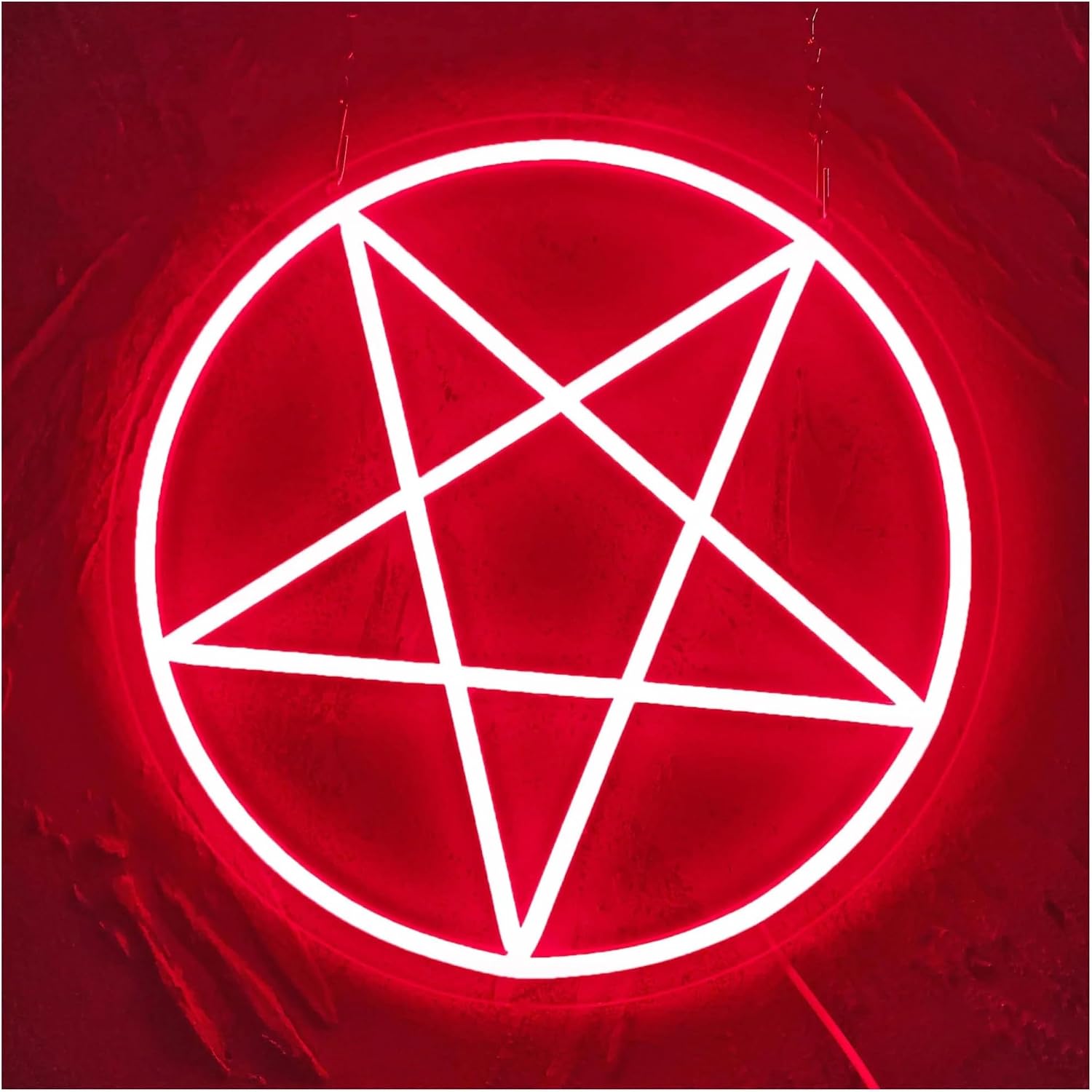 Hanging Art Neon Signs Inverted Pentagram Neon Sign Lights for Bar Shop Store Garage Game RoomWorkshop Living Room Bedroom 25.5X25.5cm