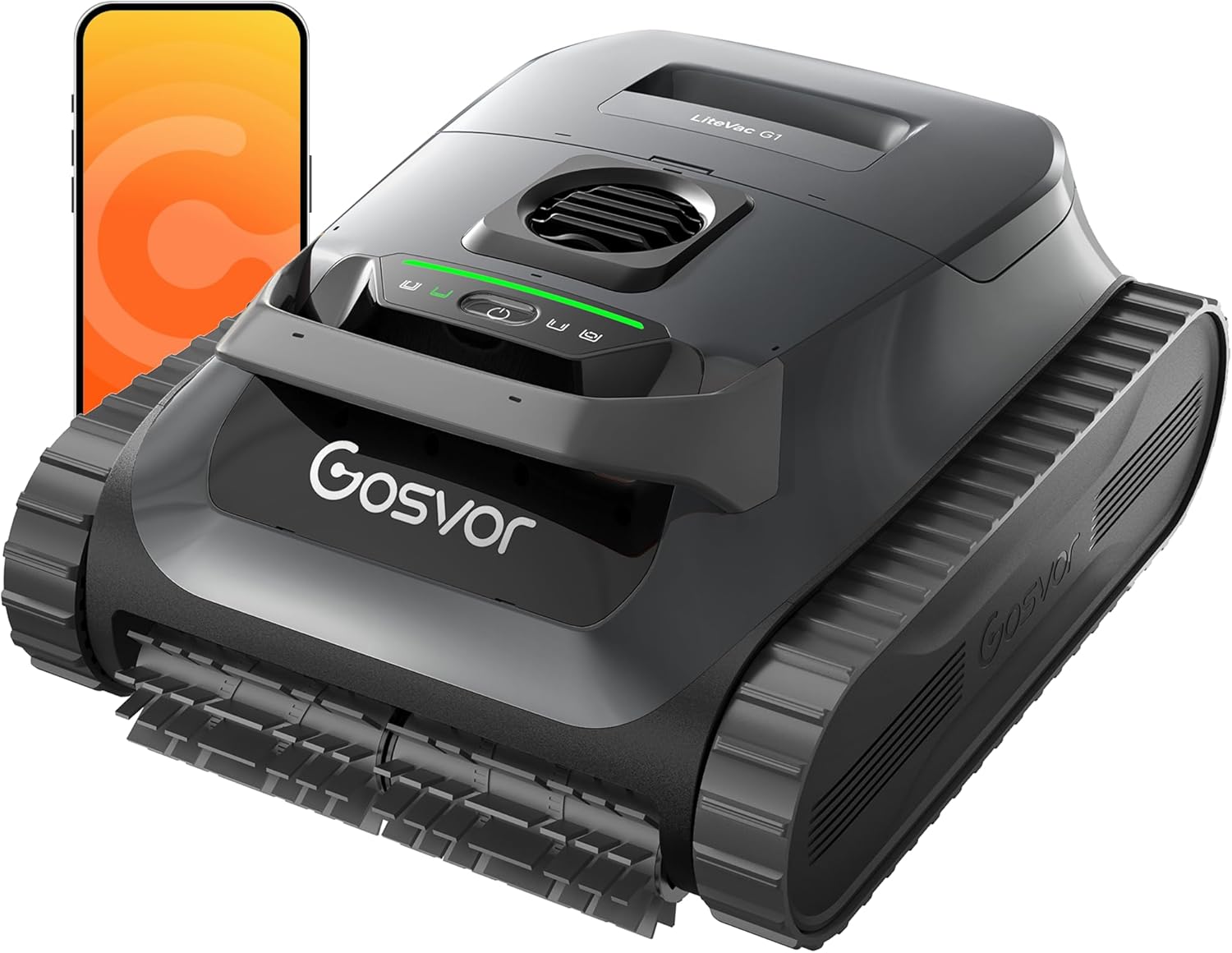 Gosvor LiteVac G1 Pool Vacuum, Wall & Waterline Cleaning, Double Filtration, 150-Min Battery Life for Smart Mode, 200-Min Battery Life for ECO Mode, 15.2 lbs, Smart Navigation, with APP, Gray