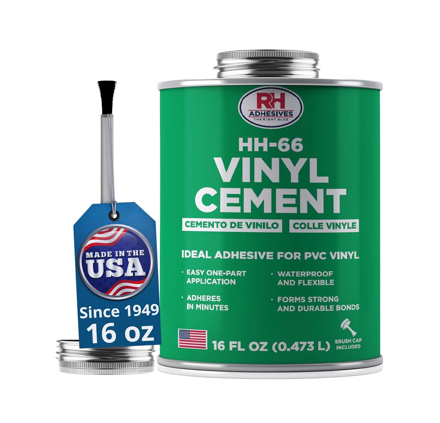 HH-66 Vinyl Cement 16 oz - Vinyl Adhesive, Cement Glue, Industrial Contact Cement for PVC & Vinyl Repair - Waterproof Flexible Vinyl Glue for Tarps, Pool Liners, Inflatables & Marine – RH Adhesives