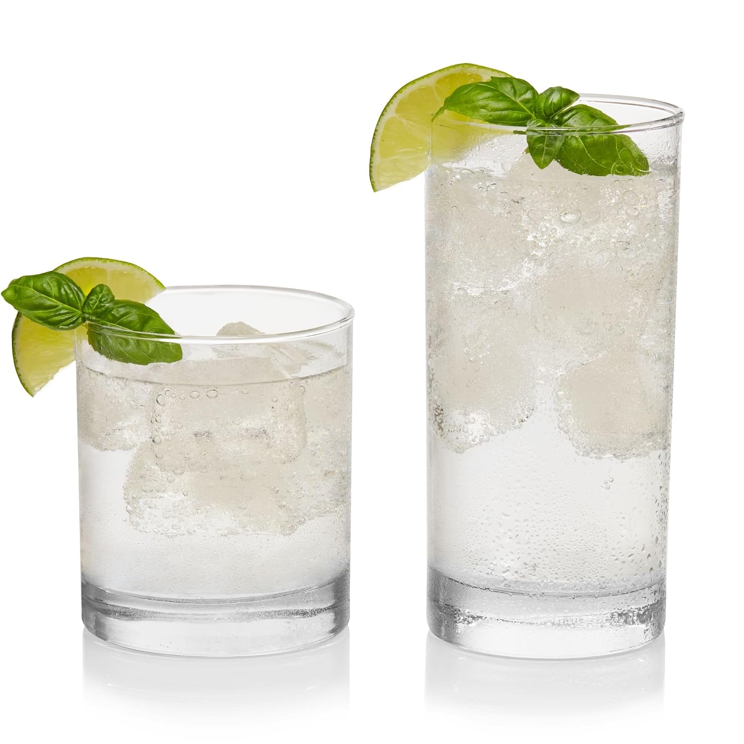 Libbey Province Tumbler and Rocks Glass Set, Elegant Drinkware Glasses Set, Tall Drinking Glasses with Modern Lines, Drinking Glasses Set of 16
