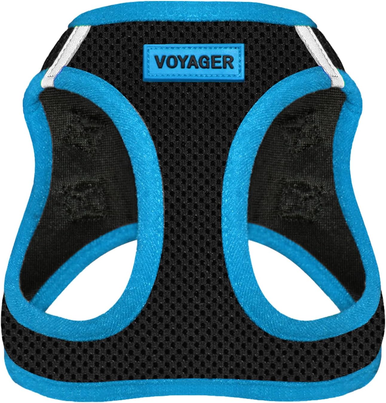 Best Pet Supplies - All Weather Mesh, Reflective, No Pull Harness for Small, Medium Dogs, Cats - Secure with Hook & Loop Fastener, Buckle, Double D-Rings - Black/Blue Trim, S