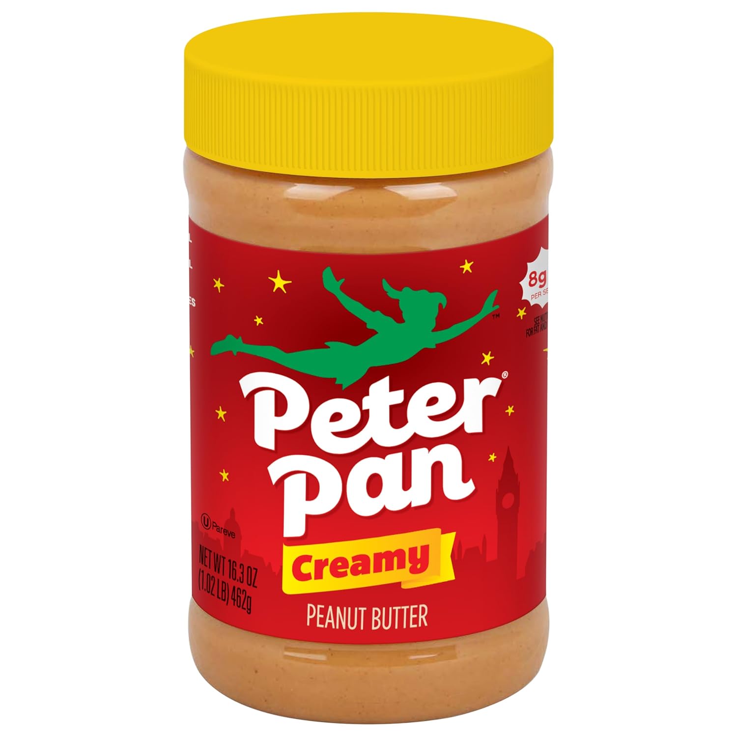 Peter Pan Creamy Peanut Butter, Made with Roasted Peanuts, Great for Peanut Butter and Jelly Sandwiches and Peanut Butter Snacks, Gluten Free Peanut Butter, 16.3 OZ Jar (Pack of 12)