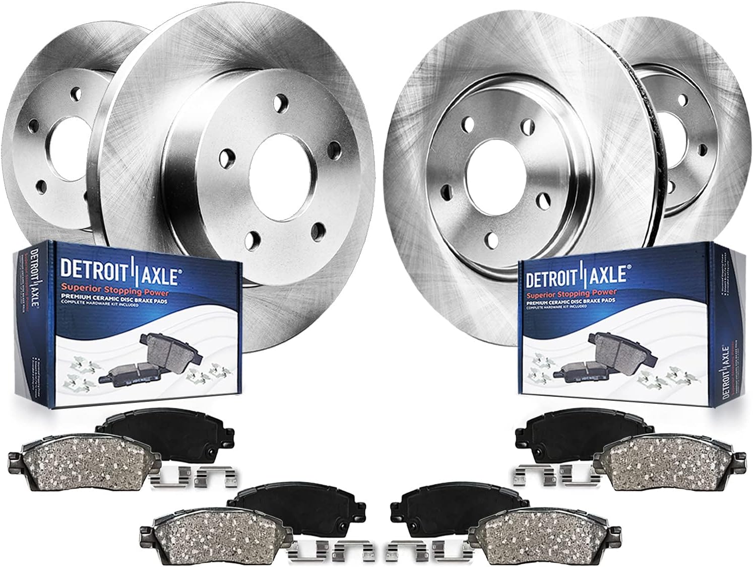 Detroit Axle - Brake Kit for 04-08 Nissan Maxima, 06 Altima, Front and Rear Disc Brake Rotors Ceramic Brake Pads 2004 2005 2006 2007 2008 Replacement