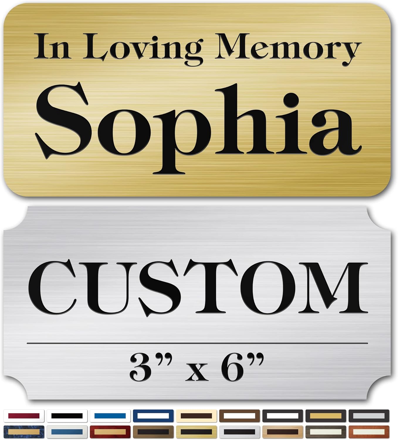 Engraved Name Plate, Personalized Name Plaque - 3x6 Inch, 18 Colors, 4 Corner Styles, 12 Fonts Styles, 5 Mounting Options - Made by My Sign Center, USA