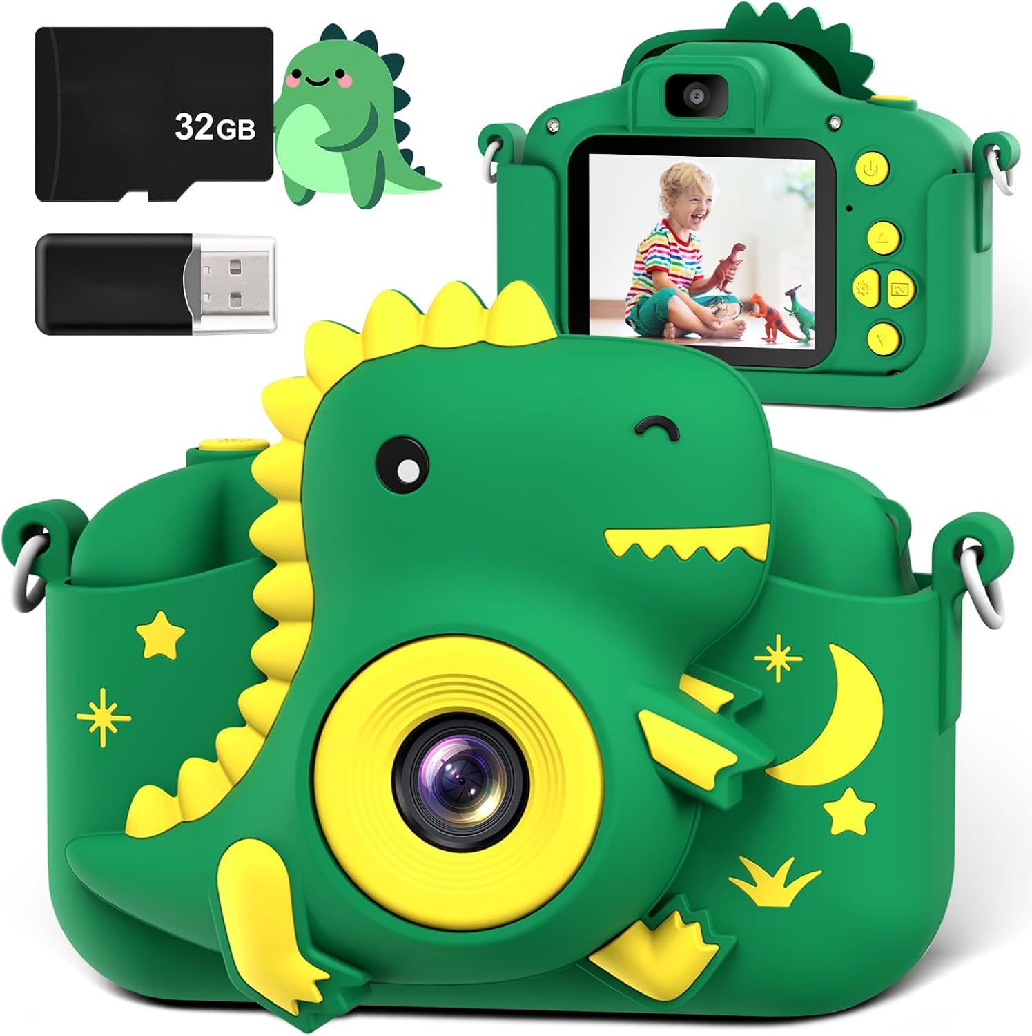 GREENKINDER Kids Camera - 2.0” Screen, 32GB Card, 20MP & 1080P HD Digital Camera for Kids Aged 3-12