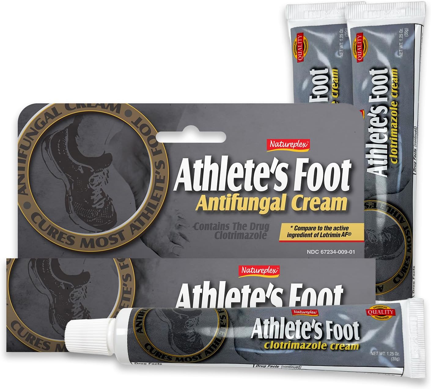 Natureplex Athlete’s Foot Cream, 1% Clotrimazole 1.25 oz (3 Pack) – Antifungal Treatment for Jock Itch, Foot Fungus, Ringworm, Fungal Skin, Armpit & Feet – Made in USA