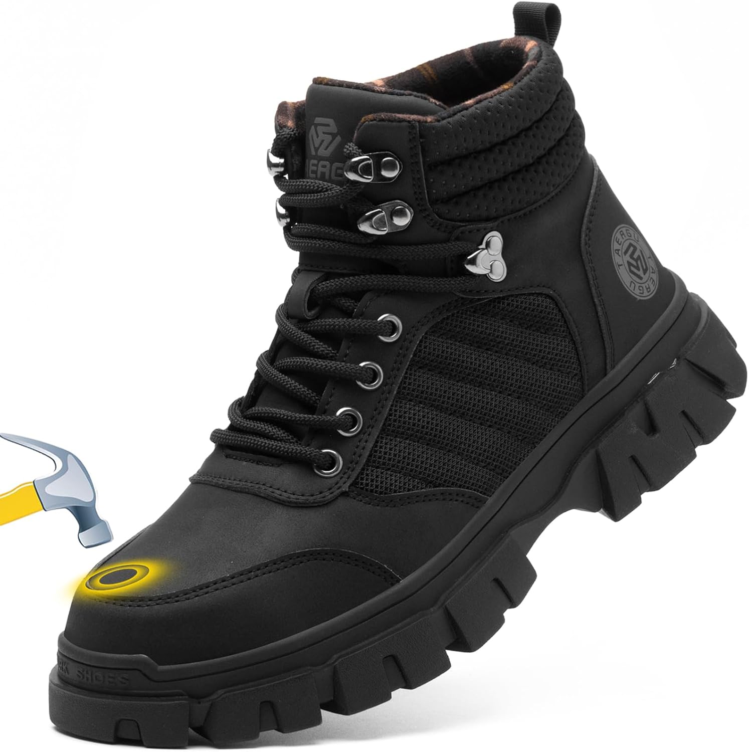 Waterproof Steel Toe Boots For Men-6 Inch Comfortable Mens Safety Work Boots Indestructible Steel Toe Shoes Lightweight Non Slip Puncture Resistant Industrial Construction Boot