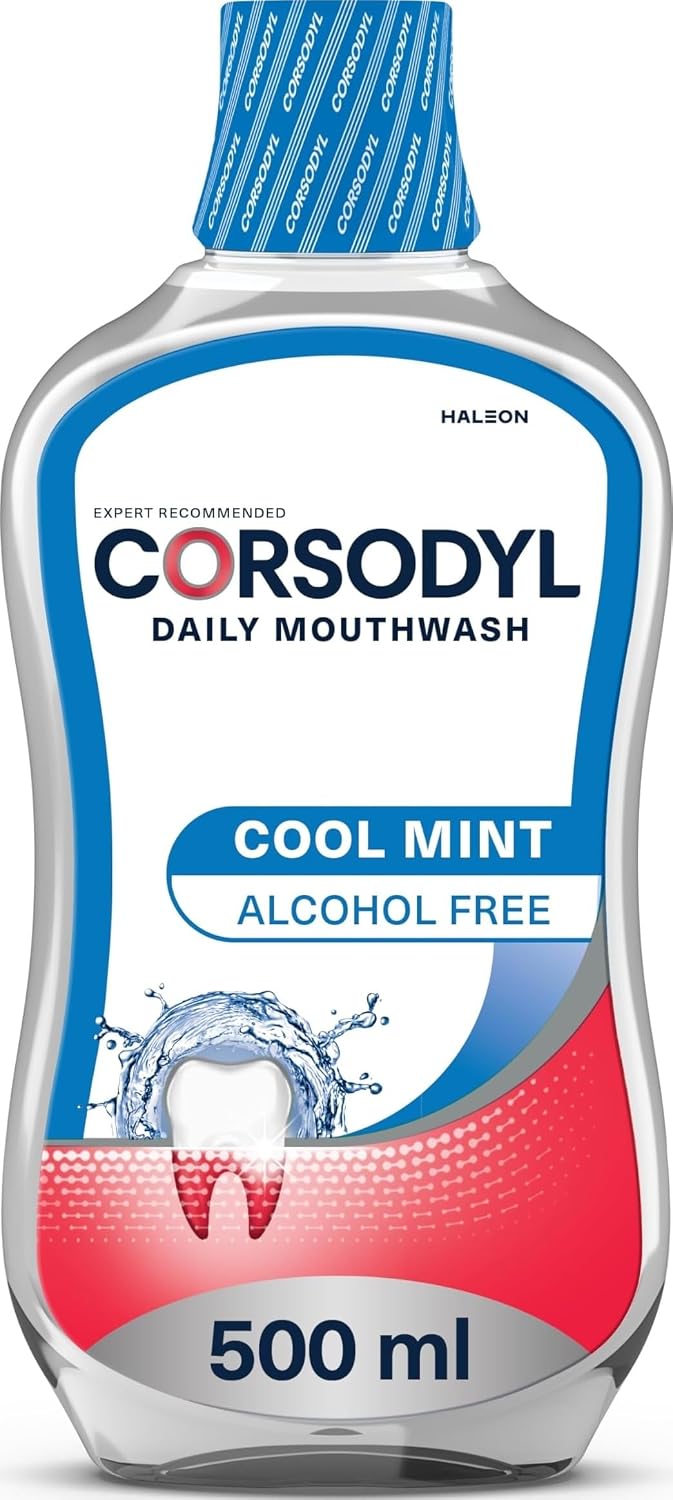 Corsodyl Daily Gum Care Mouthwash, Fluoride, Alcohol Free, Cool Mint, 500ml