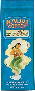 Kauai Hawaiian Ground Coffee, Vanilla Macadamia Nut Flavor - Gourmet Arabica Coffee From Hawaii's Largest Grower, Smooth, Delicious Flavor and Amazing Aroma - 10 Ounce