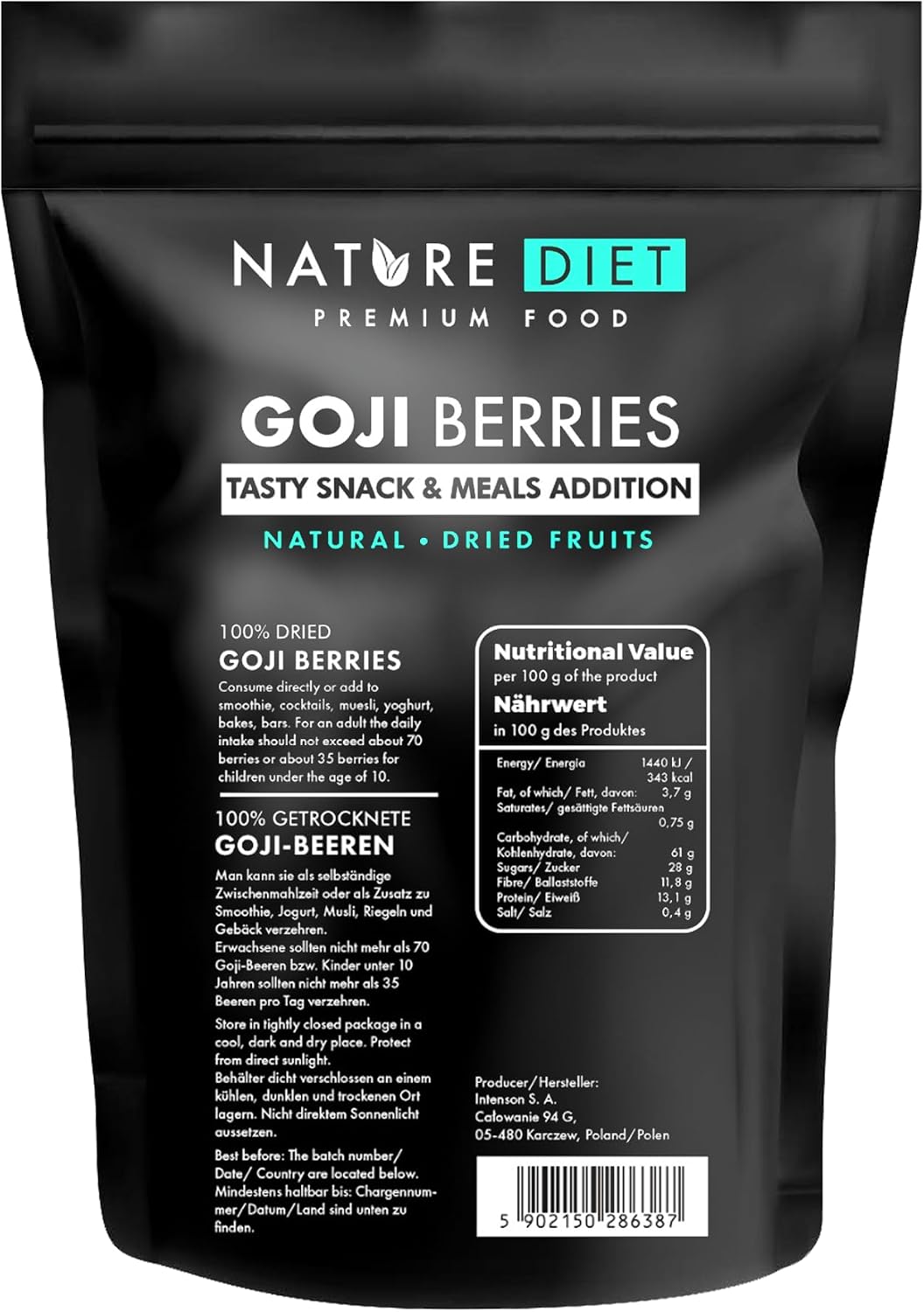 Nature Diet - Goji Berries 1000 g | Dried Berries | Healthy Snack