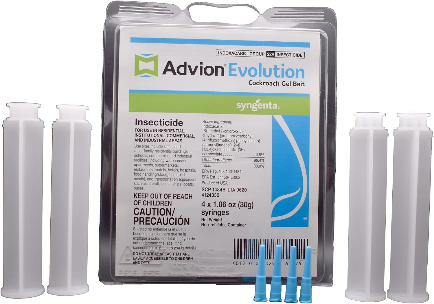 Syngenta - Advion Evolution Cockroach Gel 4 Tips, 4 plungers, 4 Tubes