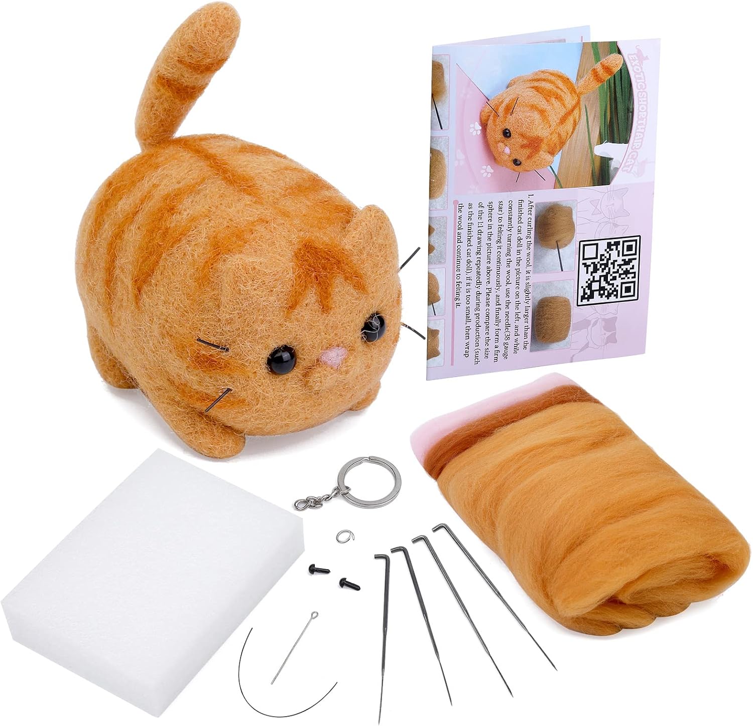 luokefe Needle Felting Kits with Instruction, Felting Supplies Kits with Tools, Animals DIY Set with Foam Mat for Handcraft Project Beginners
