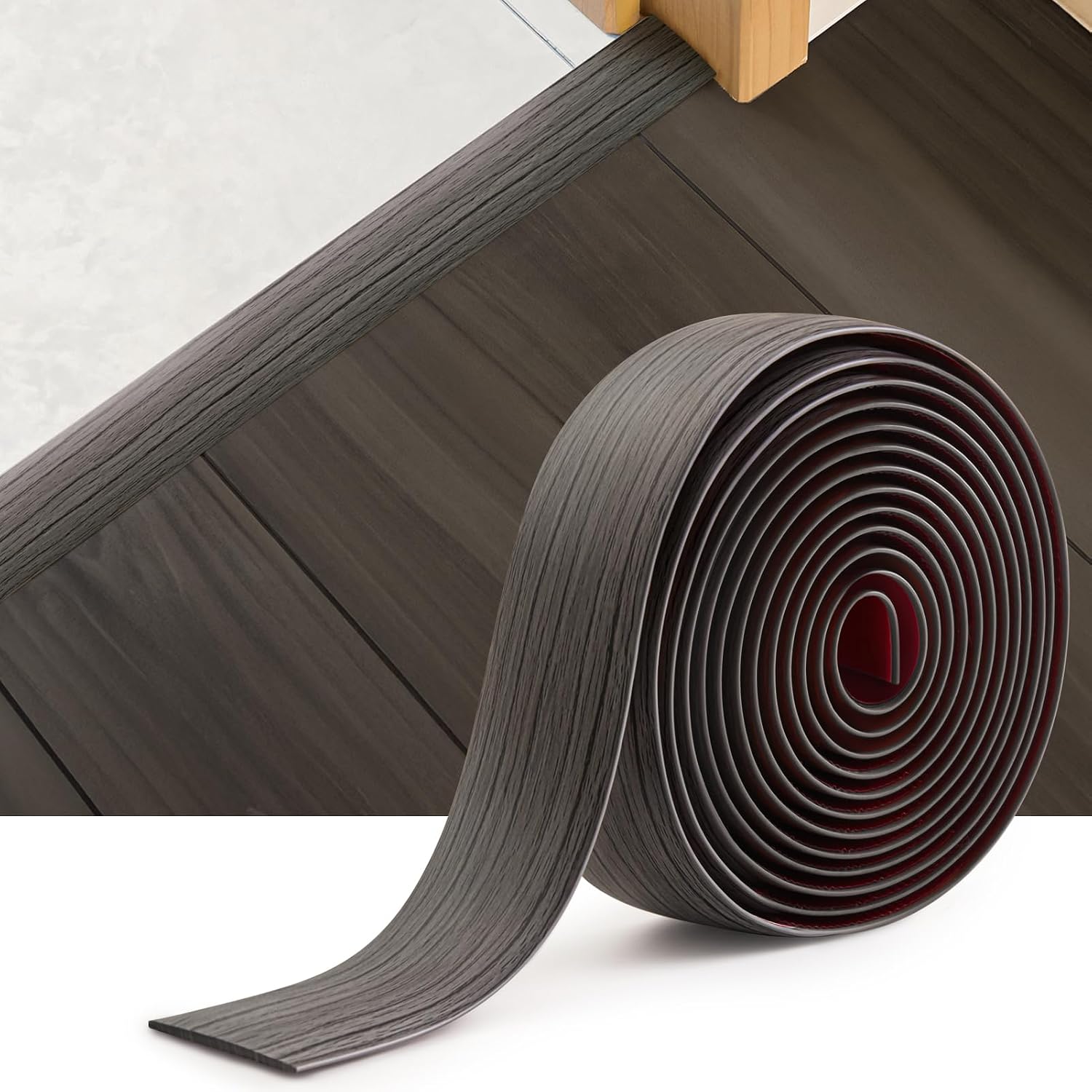 INMOZATA 2M Self Adhesive Vinyl Flooring Threshold Transition Strip,Door StripThreshold Bars,Laminate Floor Strip Floor Flat Divider Strip for Joining Floor Gaps (4cm,Dark Grey)