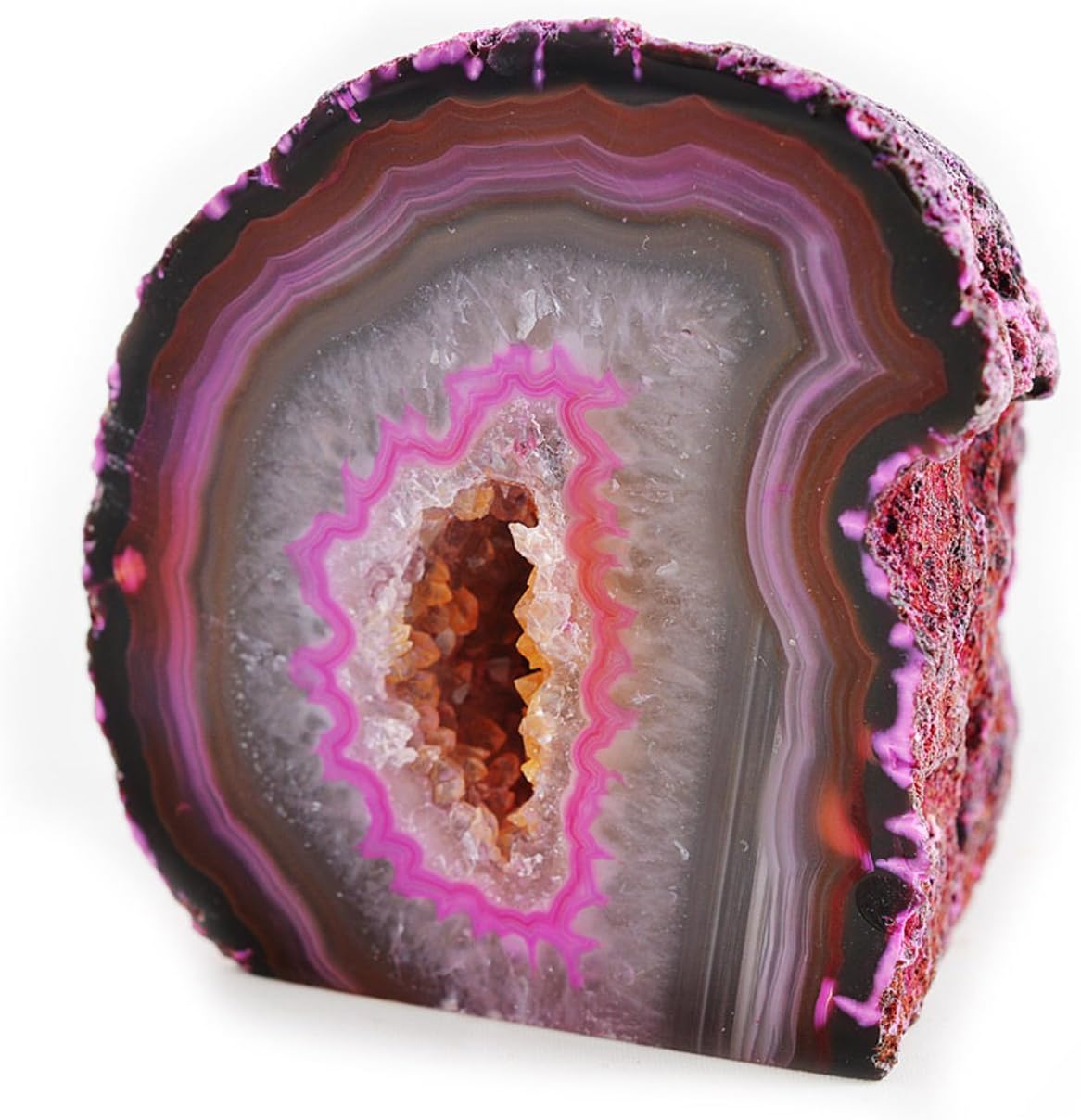 British Fossils Pink Agate Geode – Natural Quartz Crystal Centre