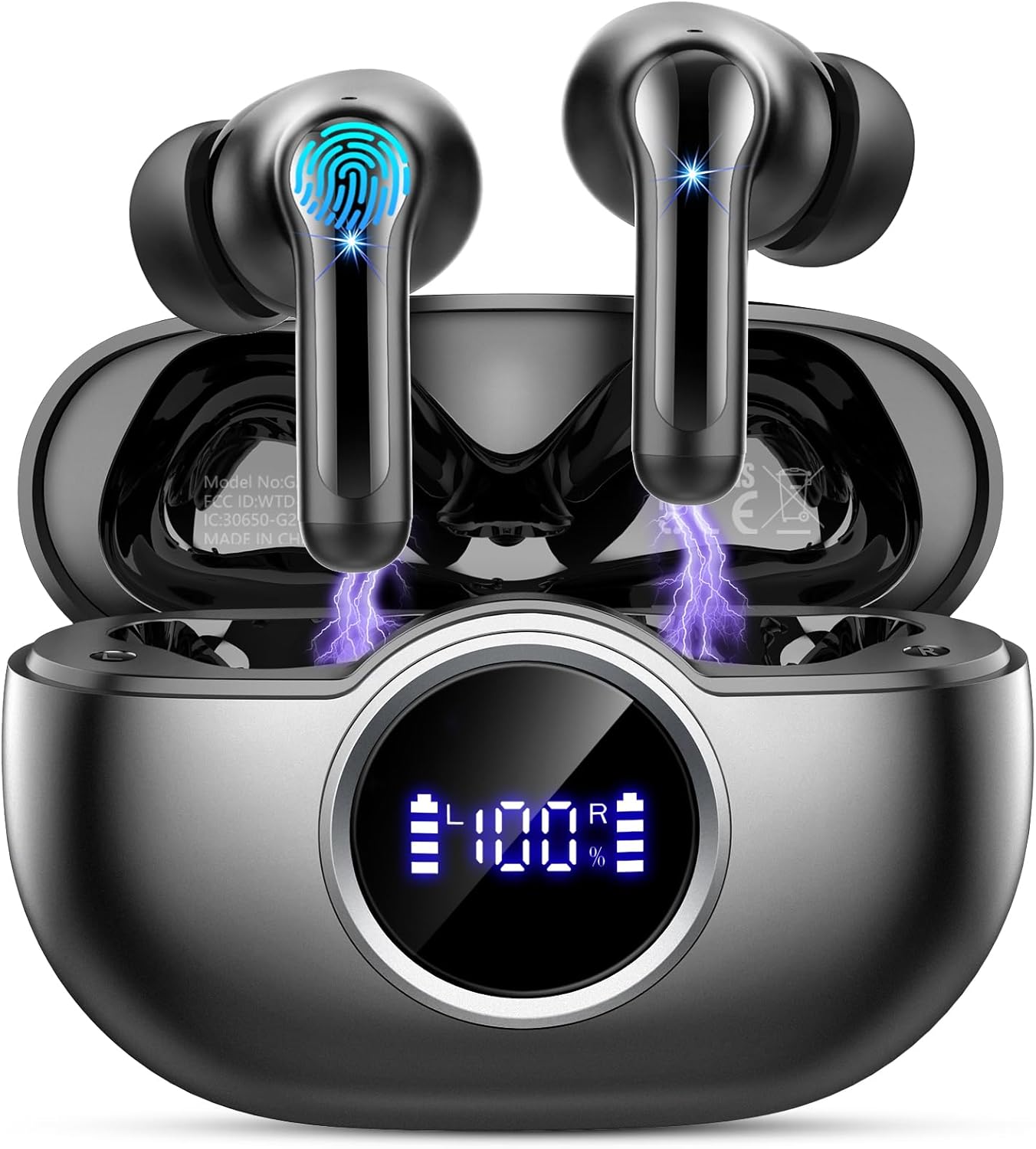 Wireless Earbuds, Bluetooth 5.4 Headphones in Ear with 4 ENC Ear Buds, 2025 New Wireless Headphones Noise Cancelling Mic, HiFi Stereo Bluetooth Earphone 36H Playtime, IP7 Waterproof Lightweight/USB-C