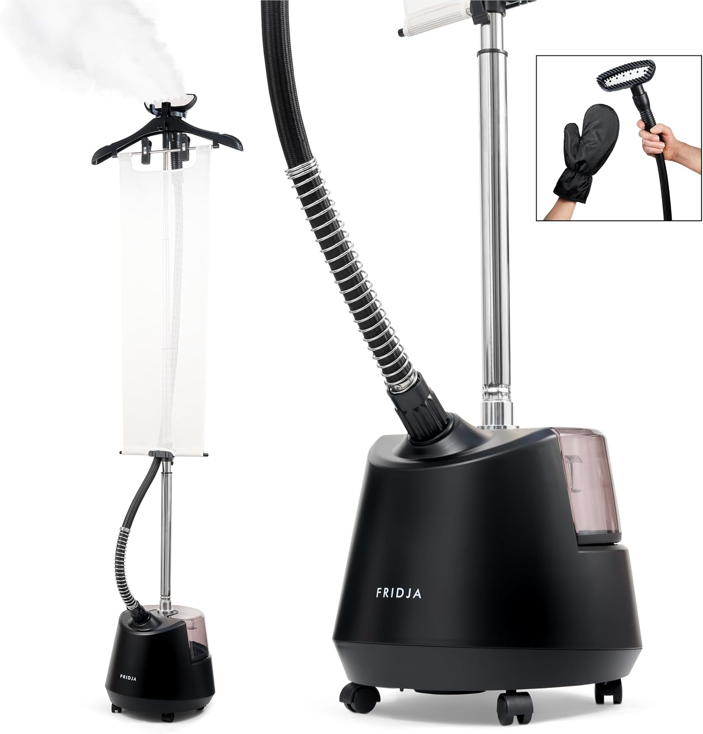 Powerful 2200W Premium Garment Steamer with 3L Water Tank, Dual Steam Settings for Rapid Wrinkle Release, Suitable for All Fabrics Including Delicates, Updated Design, Fridja f1200 Clothes Steamer Pro