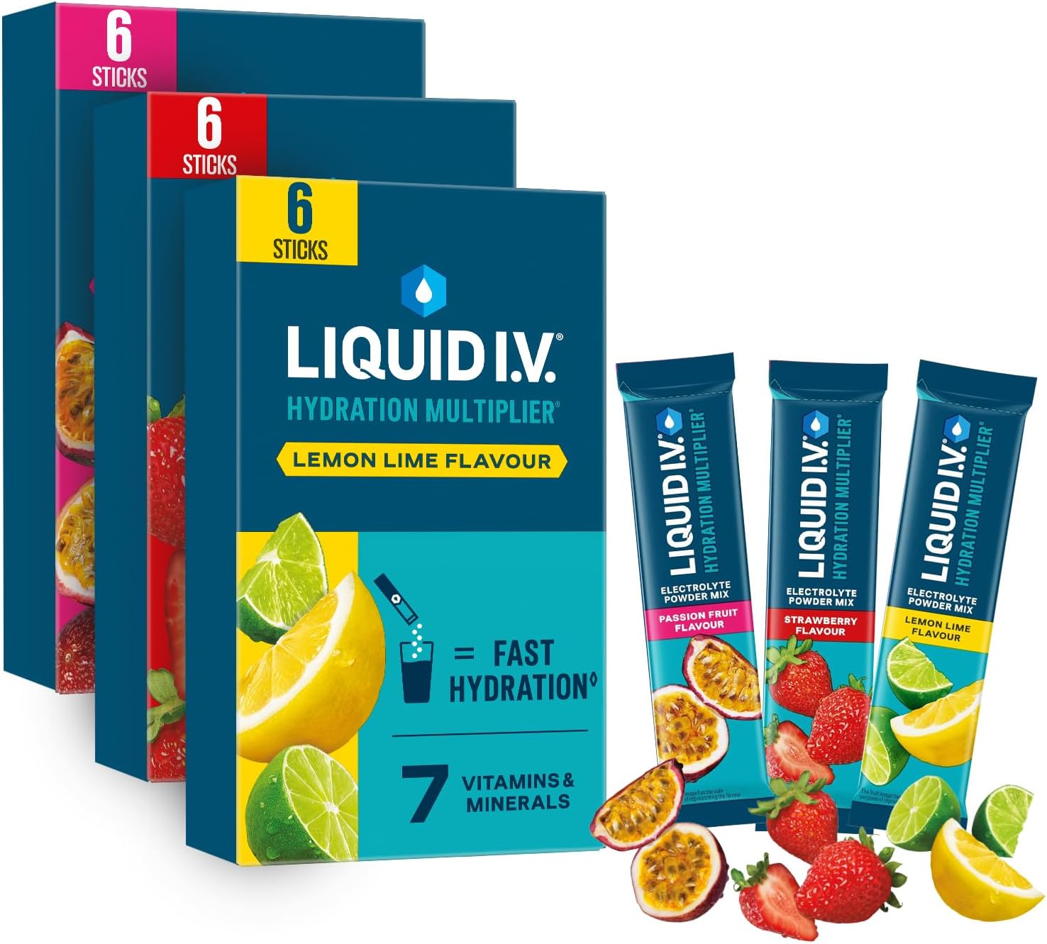 Liquid I.V. Hydration Multiplier Electrolyte Mix, Variety Pack, 18 Sticks