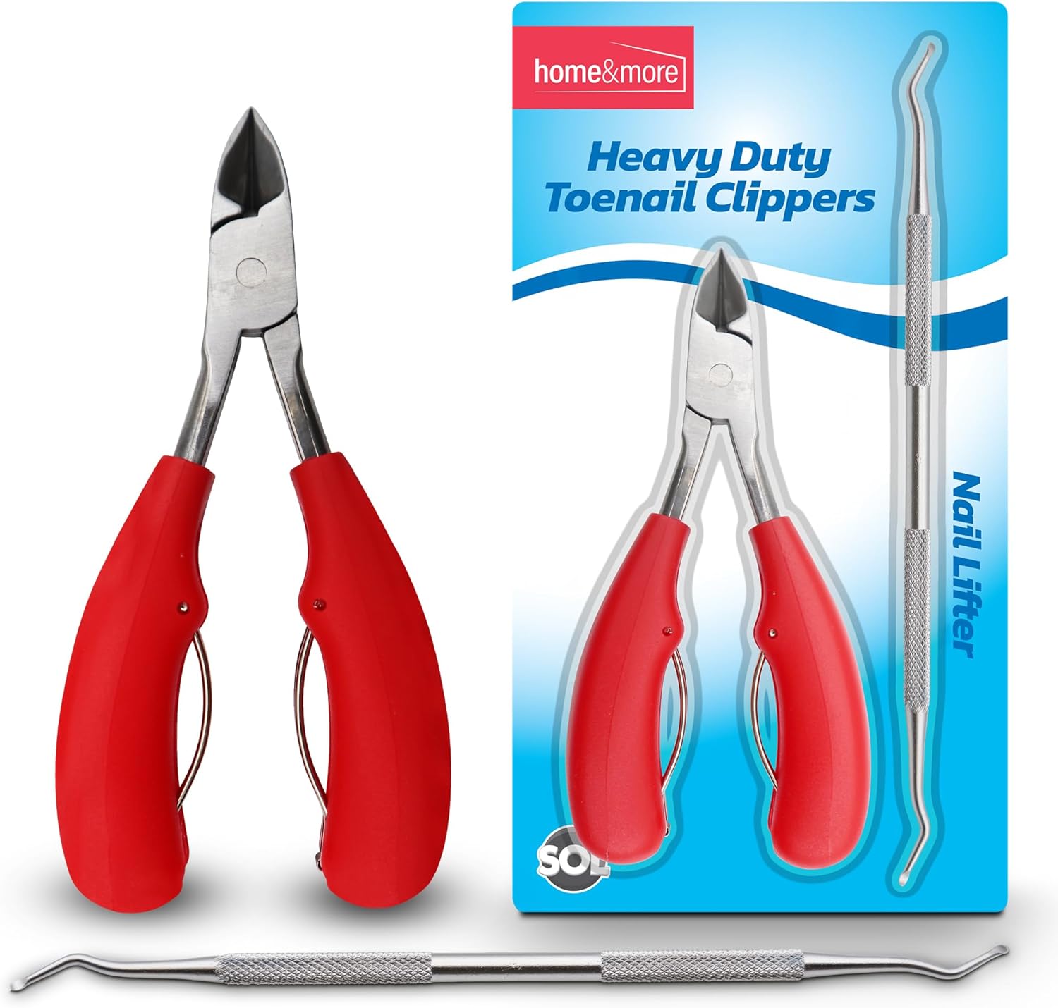 SOL 1pk Heavy Duty Toenail Clippers & 1pk Nail Remover - Stainless Steel for Thick Nails - Angled Edge for Precision - Nail Nipper & Cutter for Hands & Feet - Complete Foot Care Tool for Men & Women