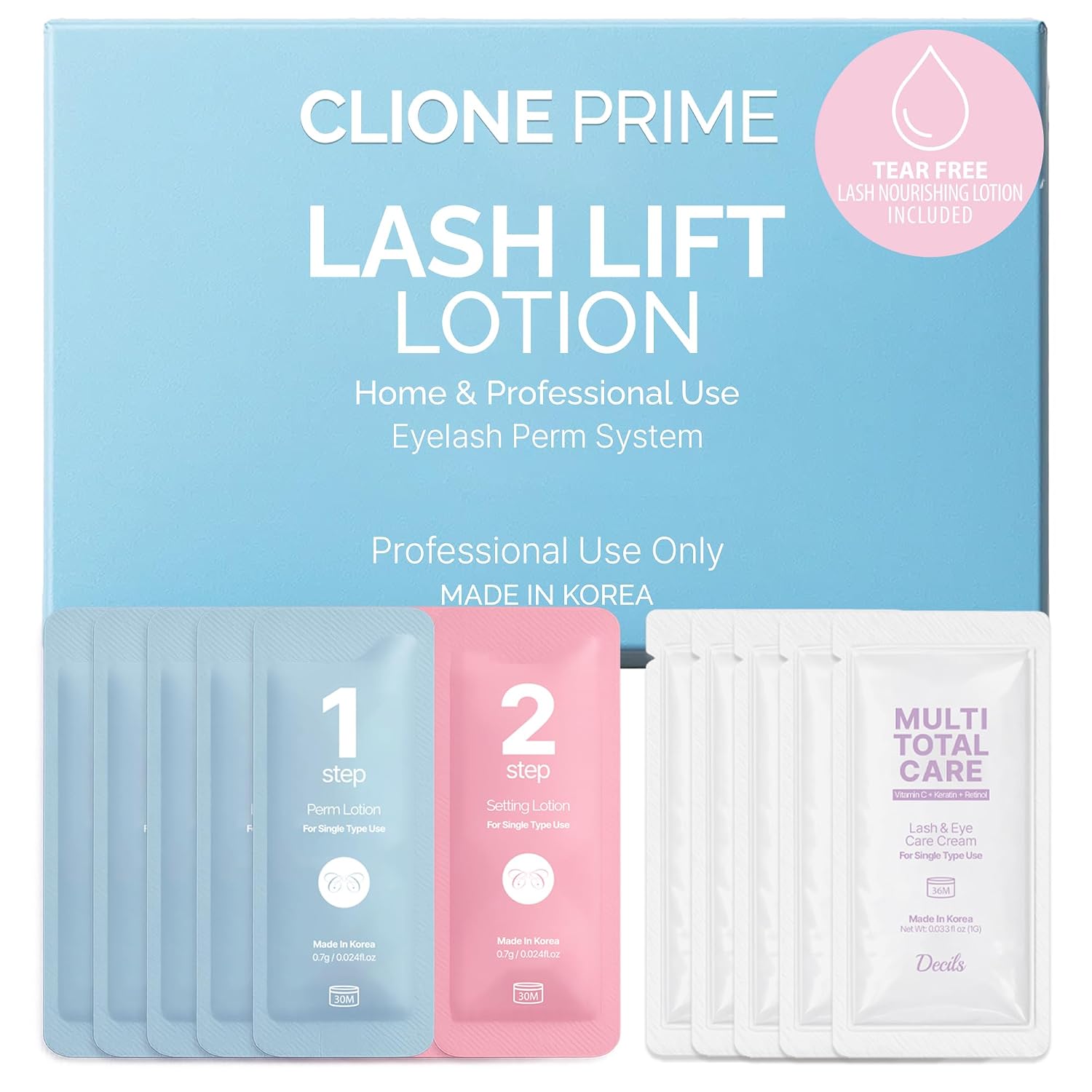 CLIONE PRIME Korean Lash Lift Lotion - Eyebrow Lamination Eyelash Perm Home & Professional Use Eyelash Lift Lash Perm Brow Lamination
