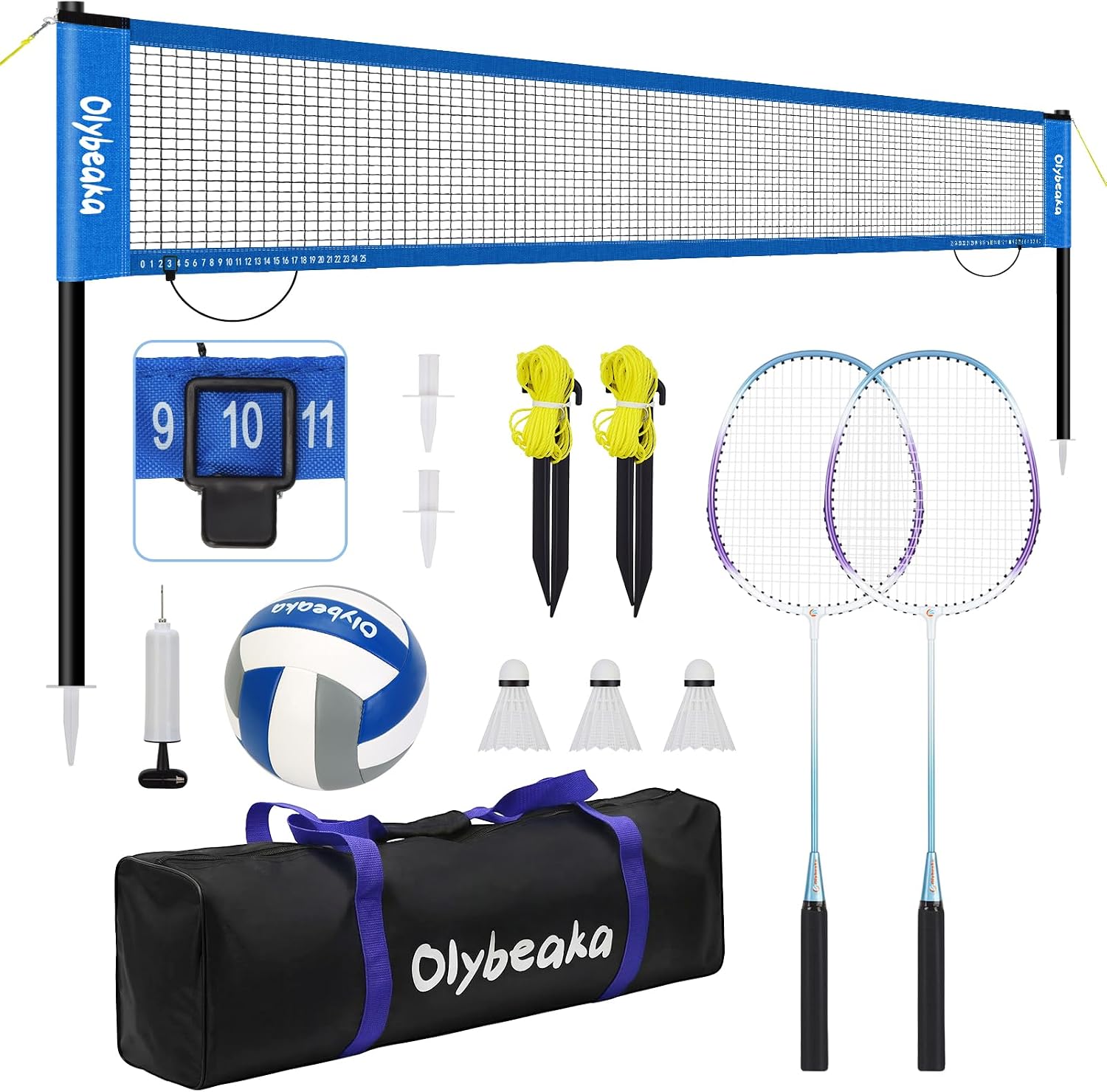 20ft Portable Outdoor Volleyball Badminton Combo Net Set