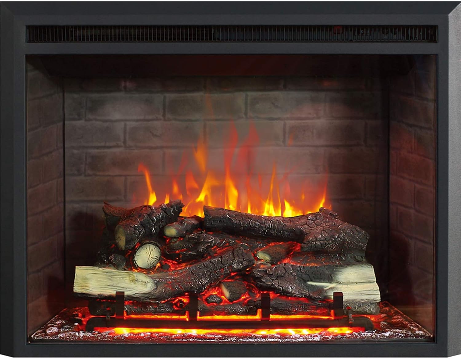 FLAMME Wembury Electric Fireplace Insert with Crackling Sound Effects 1000W/2000W Heater Suitable for Custom Media Wall or Mantel Designs 23”/63cm-33”/89cm