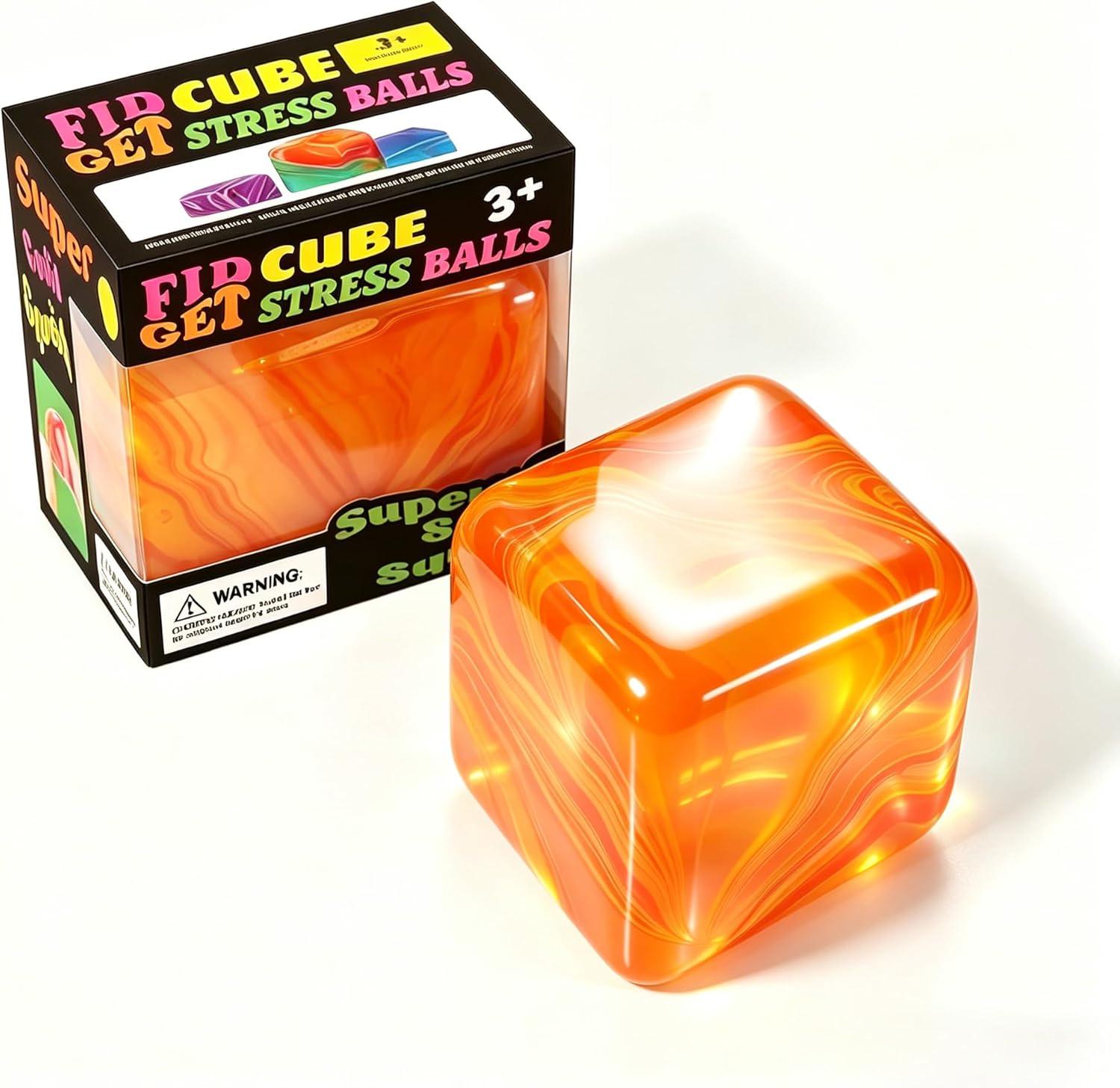 1 Pack Fidget Toys Squishy Stress Cube, Stress Balls for Kids Adults Squishies Stress Relief, Ice Sugar Sensory Toys for Kids with Autism, Fidgets for Classroom Prize Toys(Orange,1 Pack)