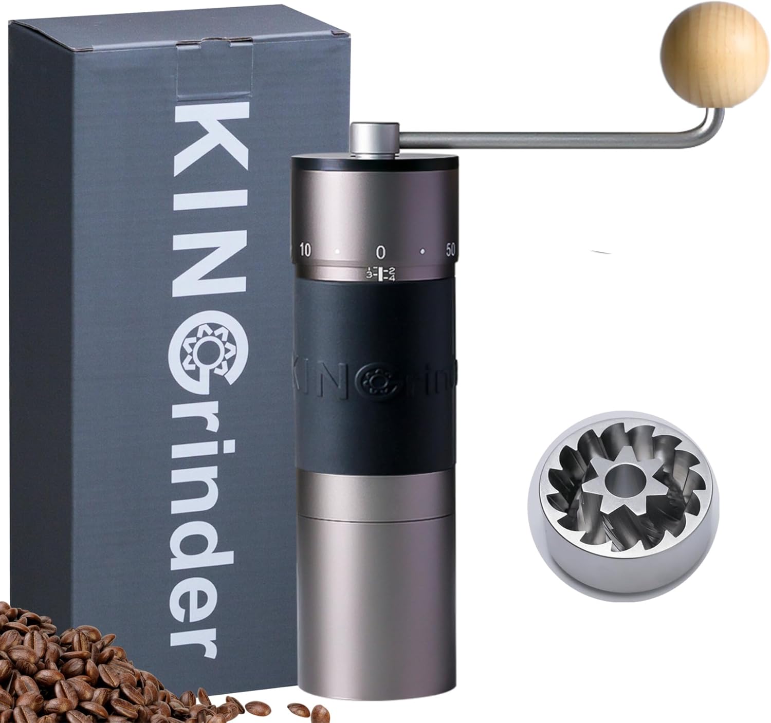 KINGrinder K6 Manual Hand Coffee Grinder with Straight Handle 240 Adjustable Grind Settings for French Press, Drip, Espresso with Assembly Consistency Stainless Steel Conical Burr Mill, 35g Capacity