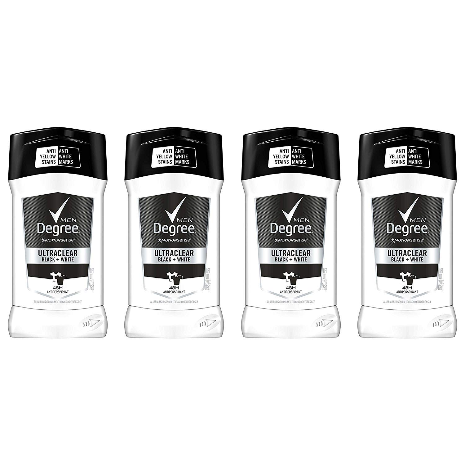 Degree Men UltraClear Antiperspirant Black + White Sweat & 4 Count 2.7 oz
