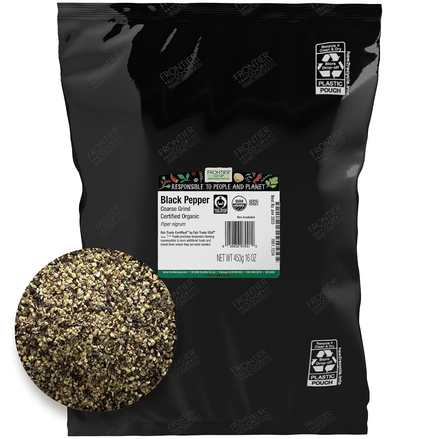 Frontier Co-op Organic Fair Trade Black Pepper (Coarse Grind) 1lb