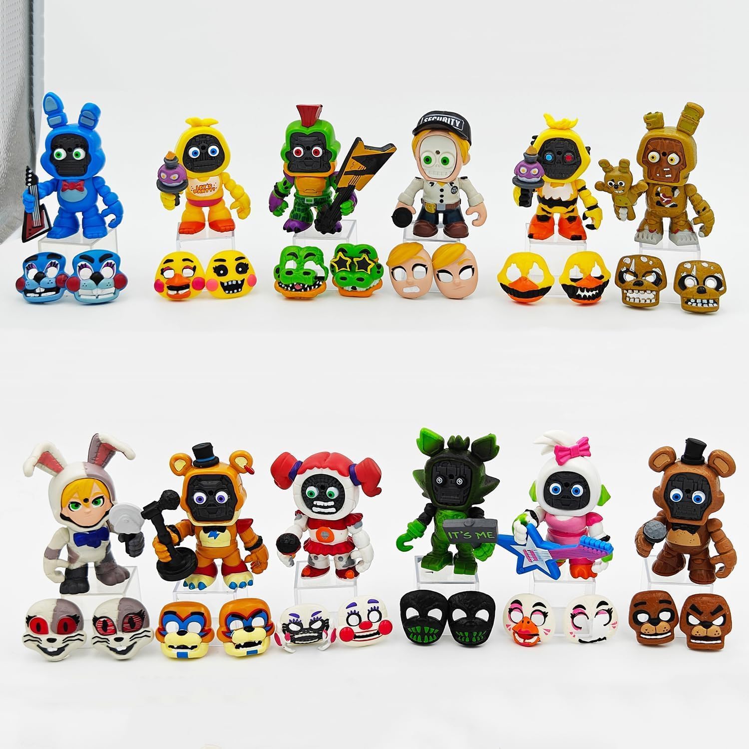 YZR 48pcs Five Nights at Freddy's Figures, Fnaf Toys include 12pcs Figures 12pcs Accessories 24pcs Interchangeable Masks for Kids Adults Game Fans